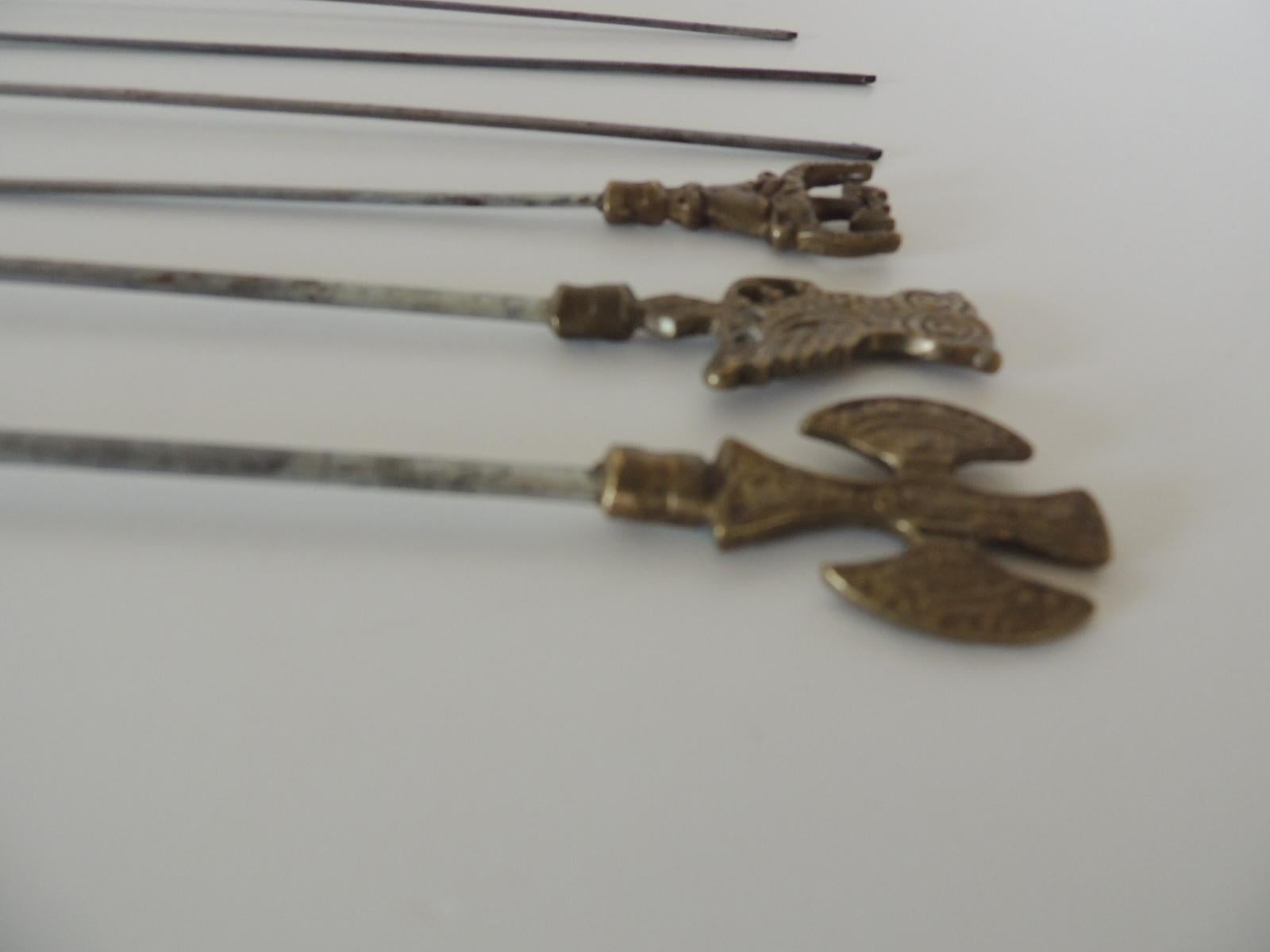 Indian Brass Set of 6 Grilling Skewers