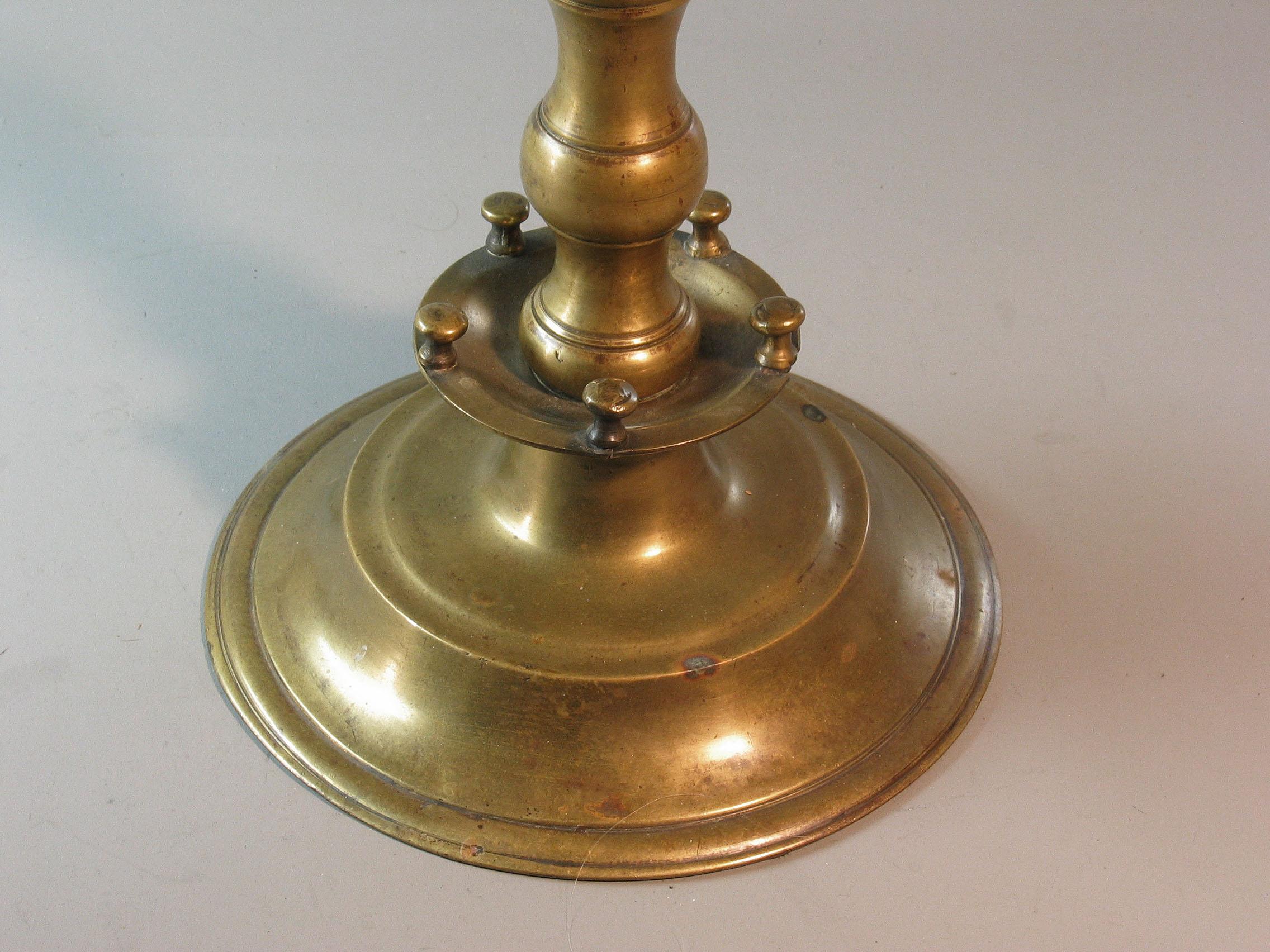 Brass Seven Branch Table Candelabrum, Possibly Silesia, 19th Century In Good Condition In Ottawa, Ontario