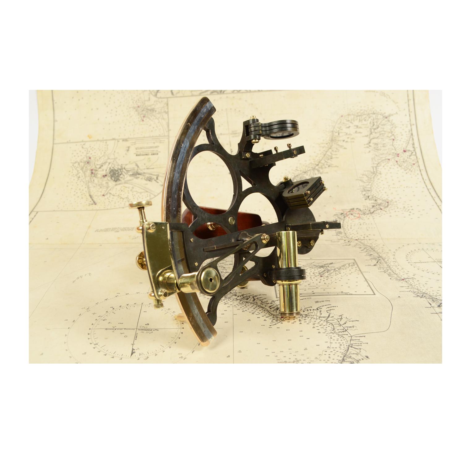 Brass Sextant Early 1900s Made in Liverpool with Original Oak Wood Box 6