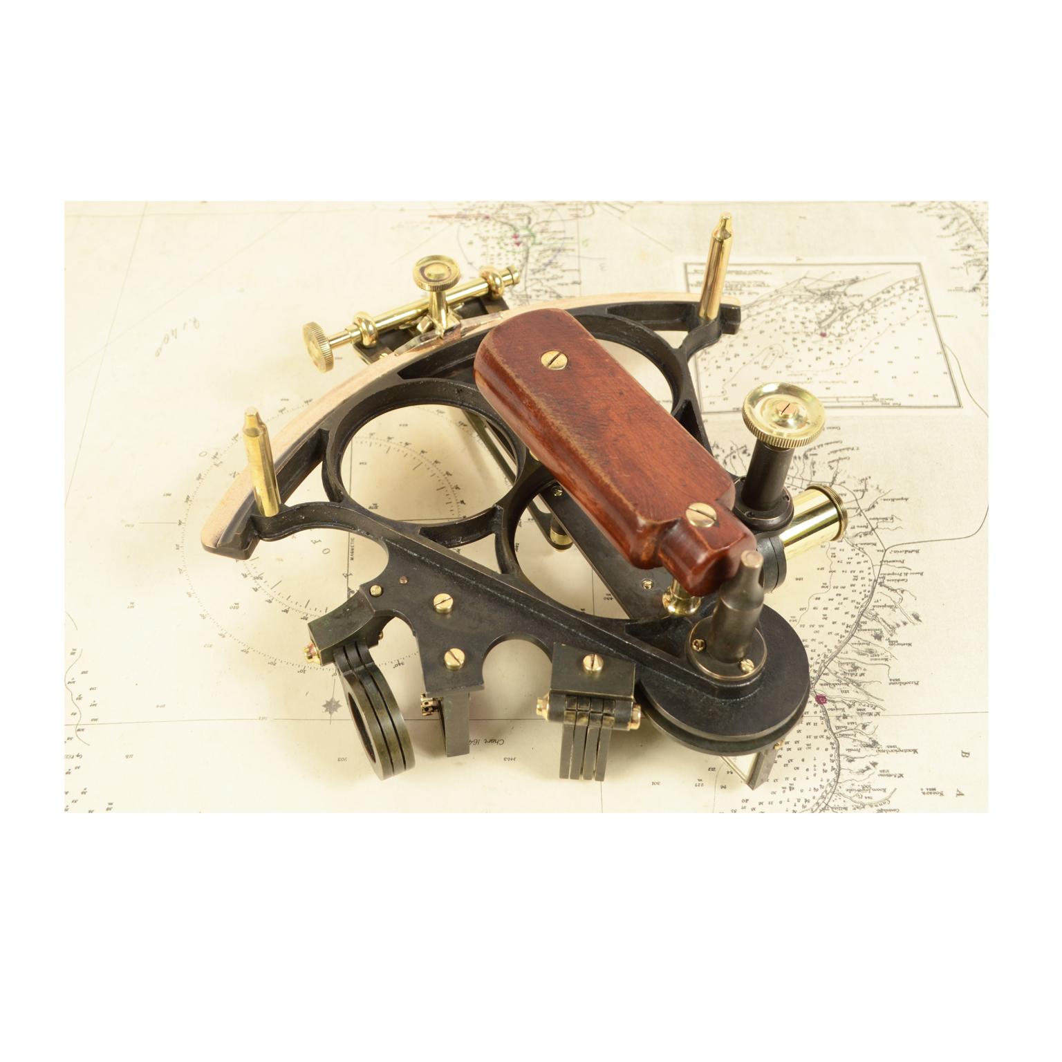 Brass Sextant Early 1900s Made in Liverpool with Original Oak Wood Box 4