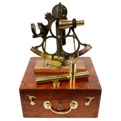 Used Brass Sextant Early 1900s Made in Liverpool with Original Oak Wood Box