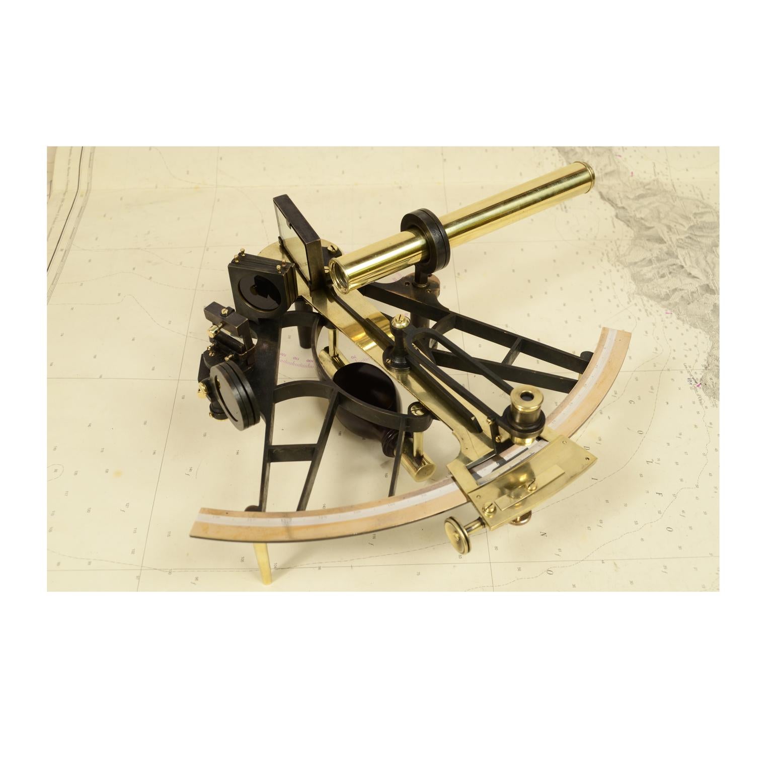 UK 1850 Brass Sextant Antique Nautical Measurement Instrument with Mahogany Box at 1stDibs