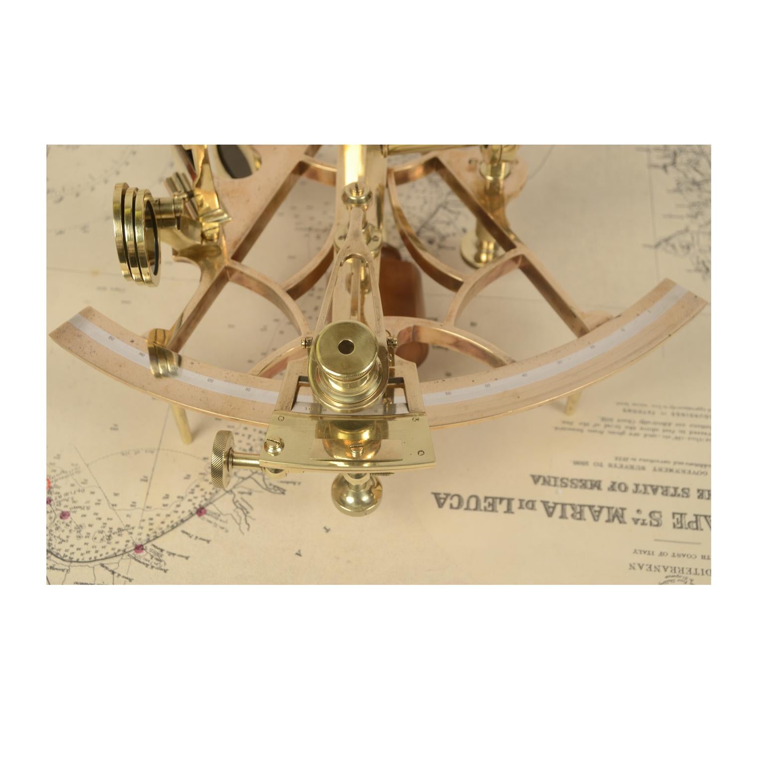 Brass Sextant Made in the Mid-19th Century in its Mahogany Box 8
