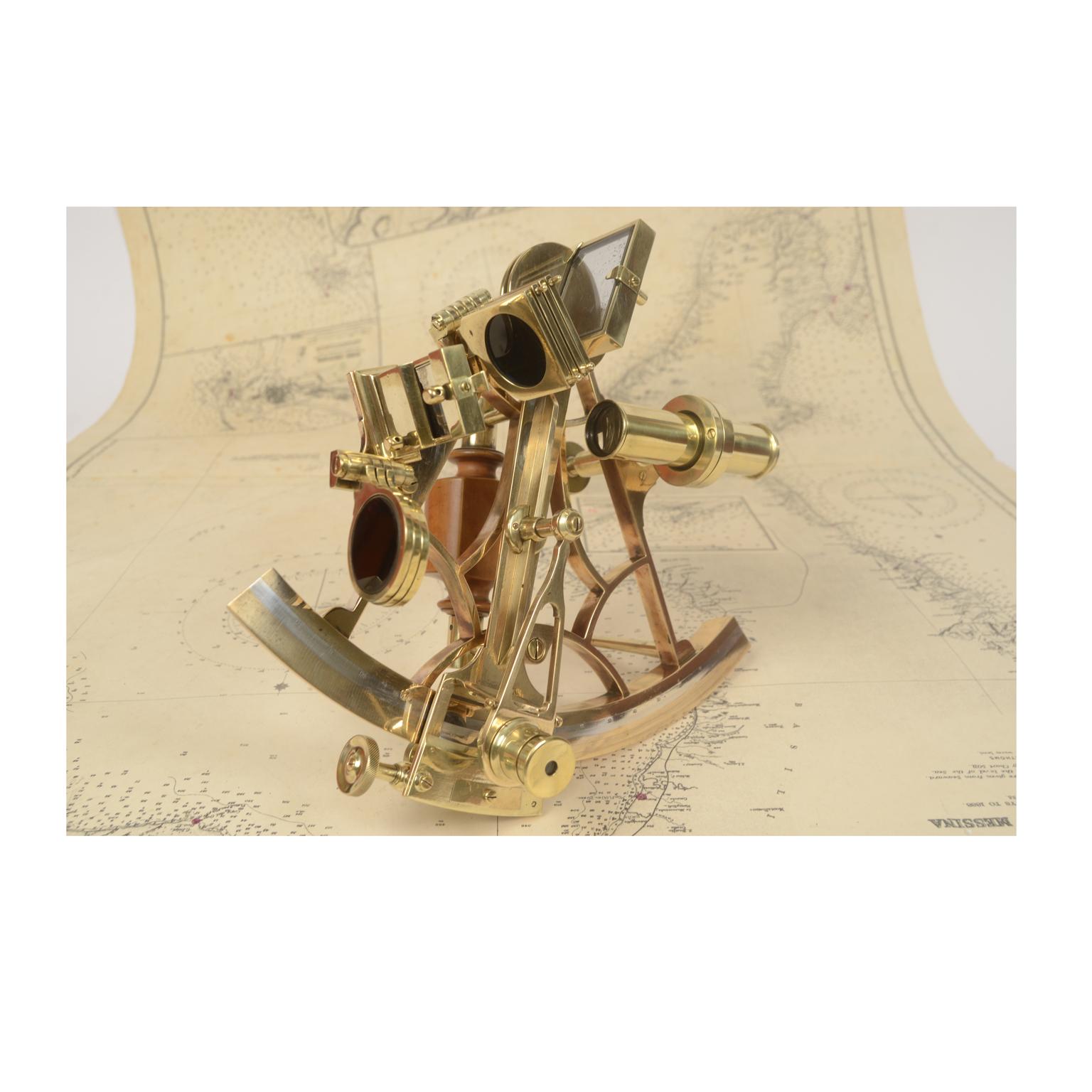 Brass Sextant Made in the Mid-19th Century in its Mahogany Box 2