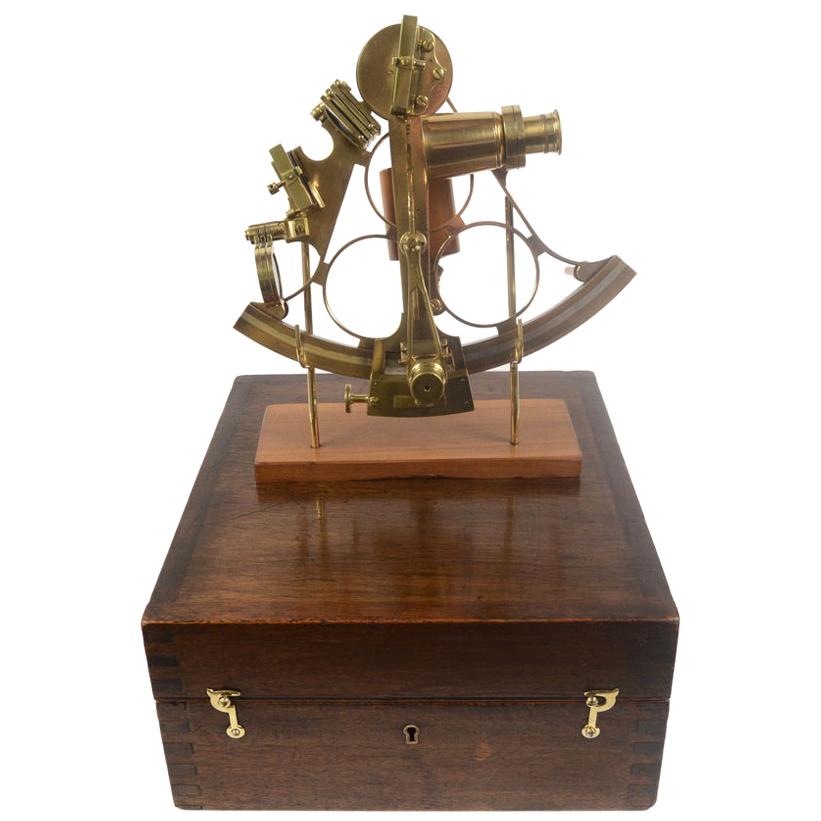 Brass Sextant Made in the Second Half of the 19th Century in Its Original Box