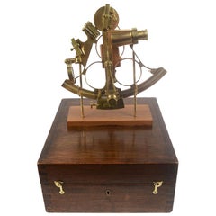 Brass Sextant Made in the Second Half of the 19th Century in Its Original Box