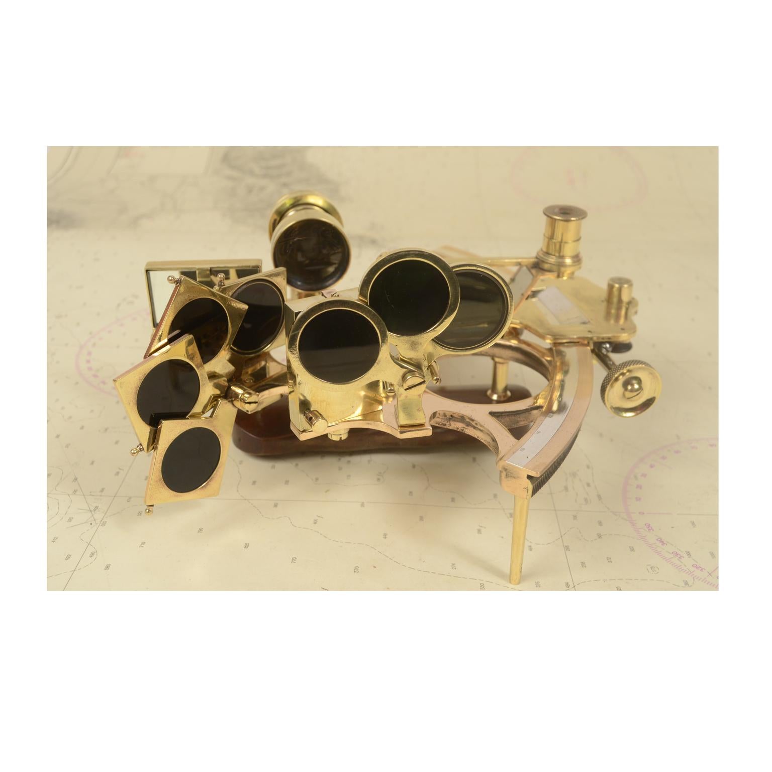 1913 Nautical Brass Sextant J. Lilley  Mahogany Box Antique Marine Instrument 9
