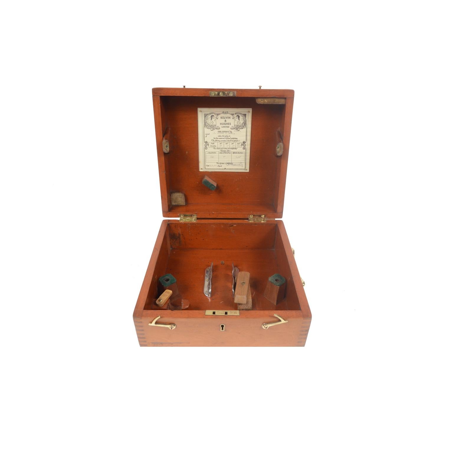 1913 Nautical Brass Sextant J. Lilley  Mahogany Box Antique Marine Instrument 13