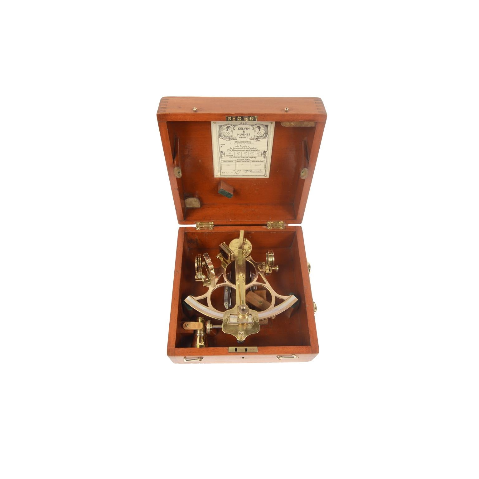 Early 20th Century 1913 Nautical Brass Sextant J. Lilley  Mahogany Box Antique Marine Instrument