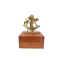 1913 Sextant en laiton J. Lilley Mahogany Box Antique Marine Instrument