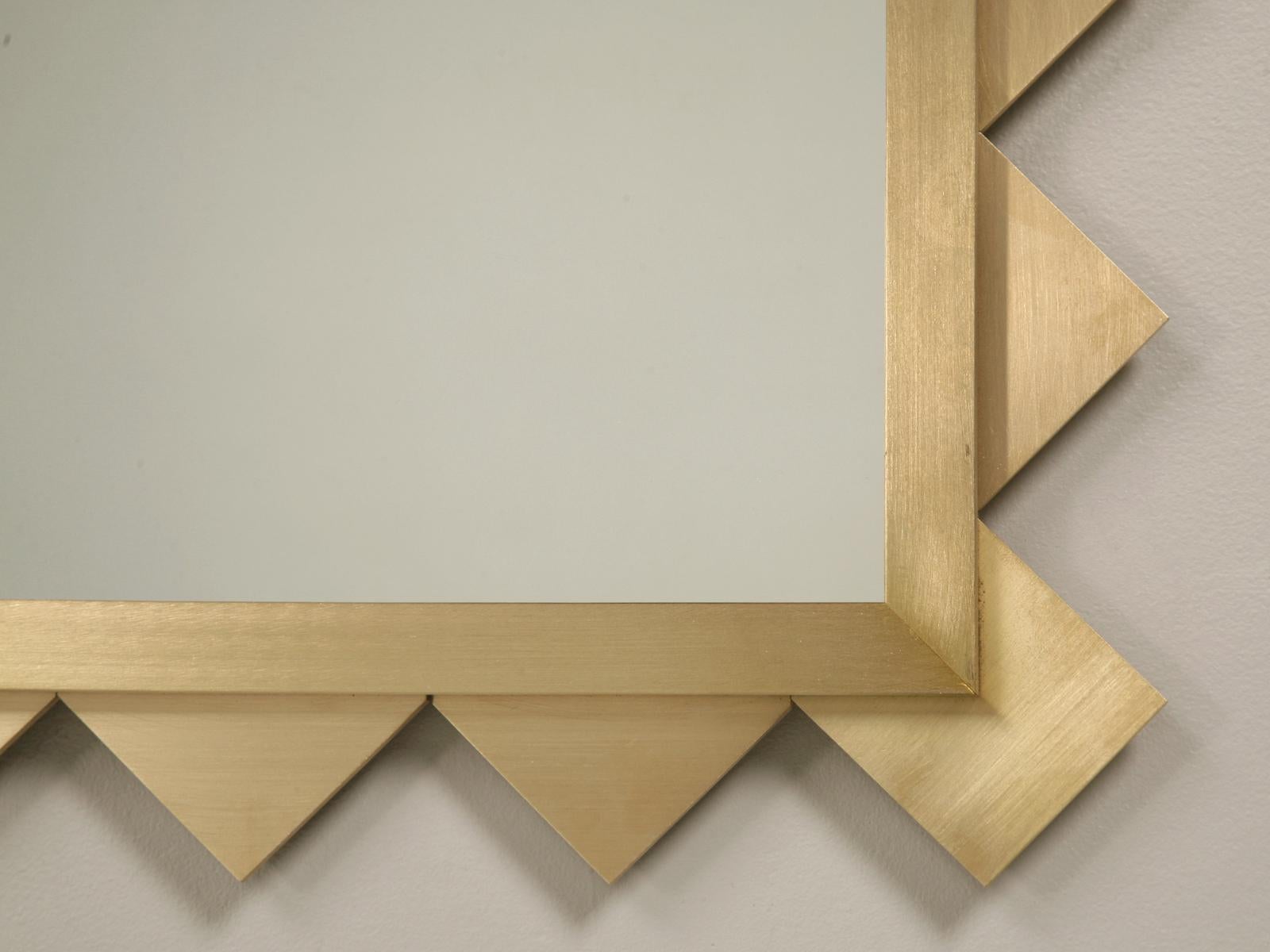 Mid-Century Modern Brass Shark Tooth Mirror Custom-Made in House Available Any Dimension Very Heavy For Sale
