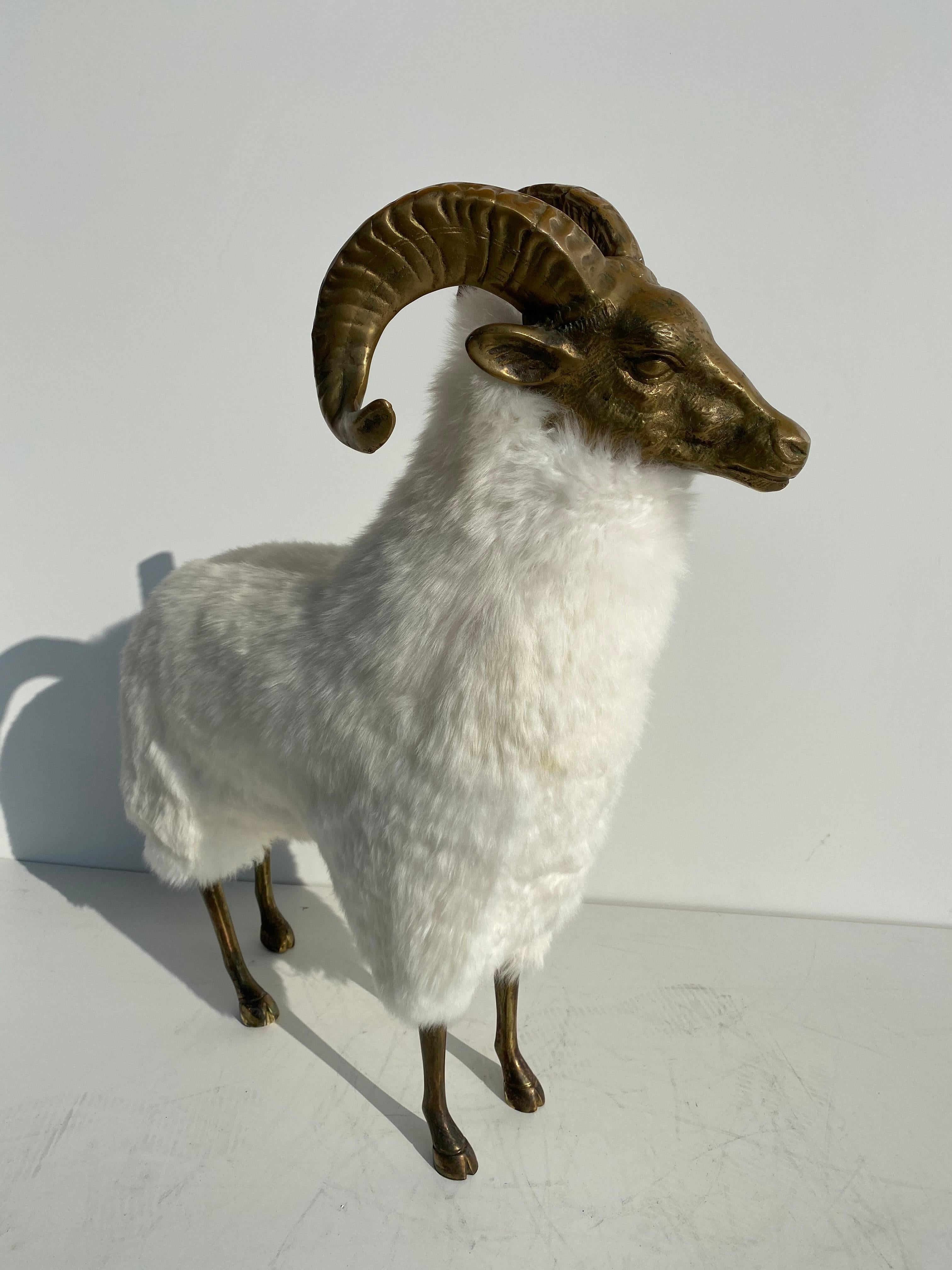 Brass sheep or ram sculpture in the style of Lalanne.