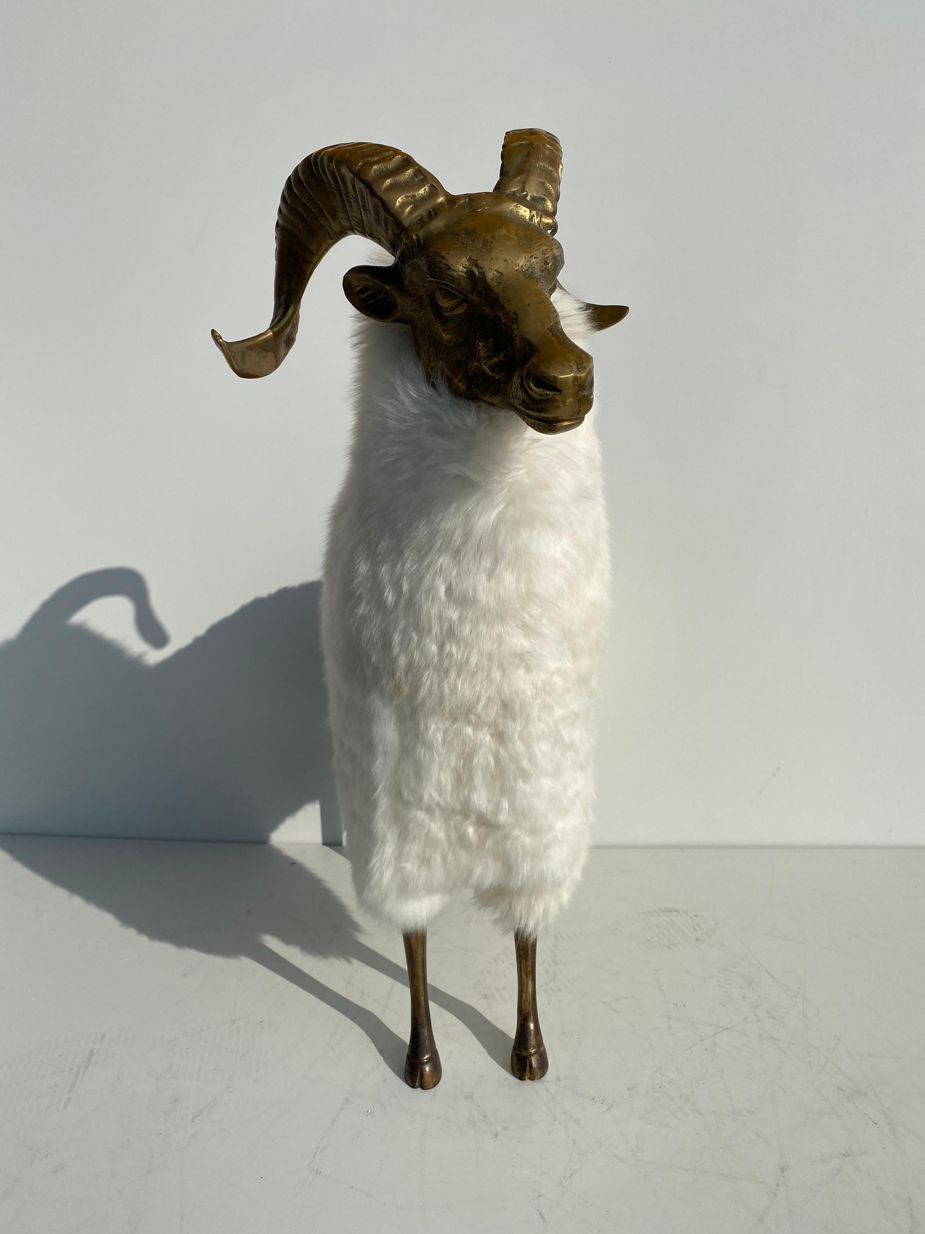Mid-Century Modern Brass Sheep or Ram Sculpture