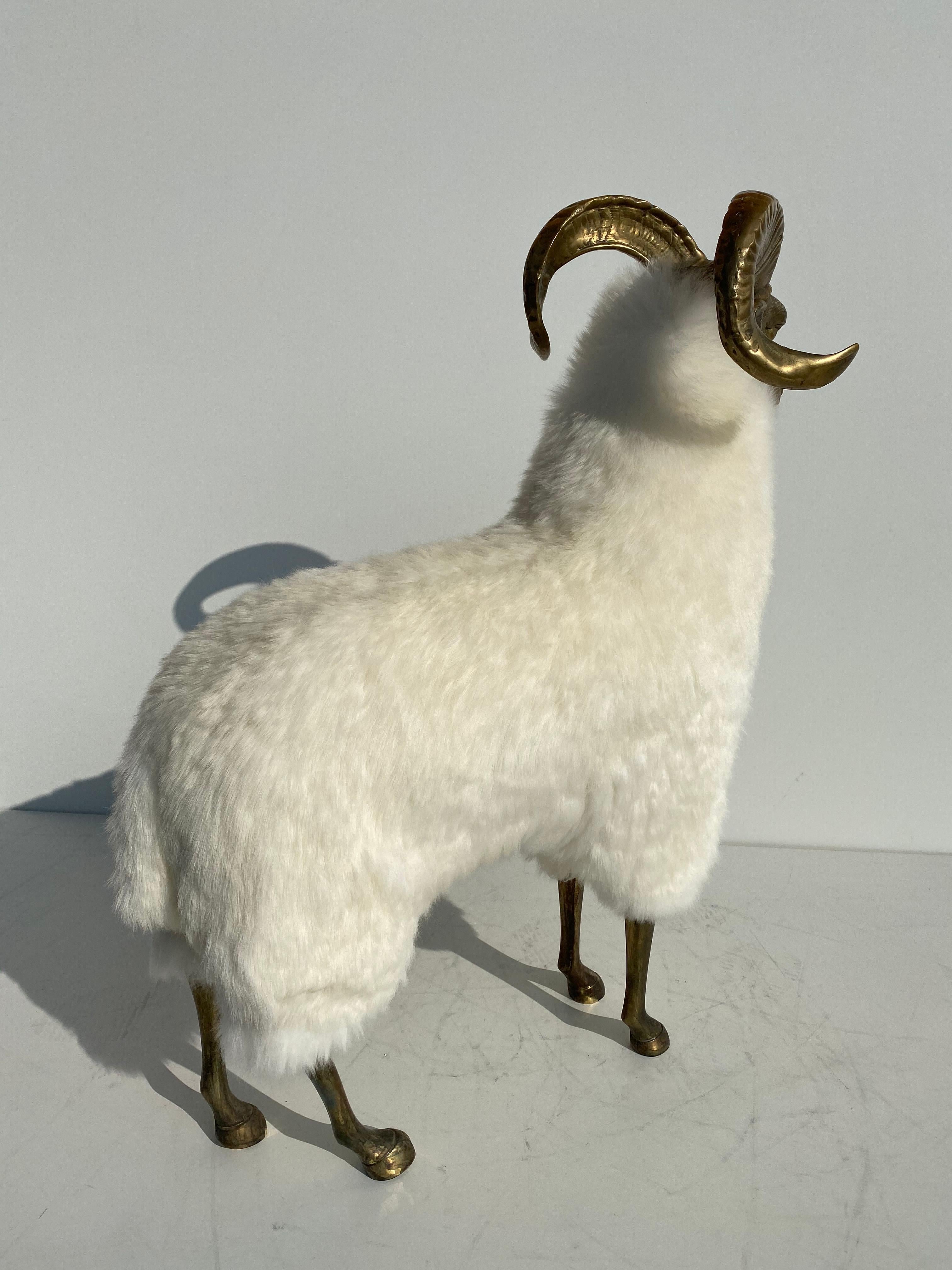 Late 20th Century Brass Sheep or Ram Sculpture