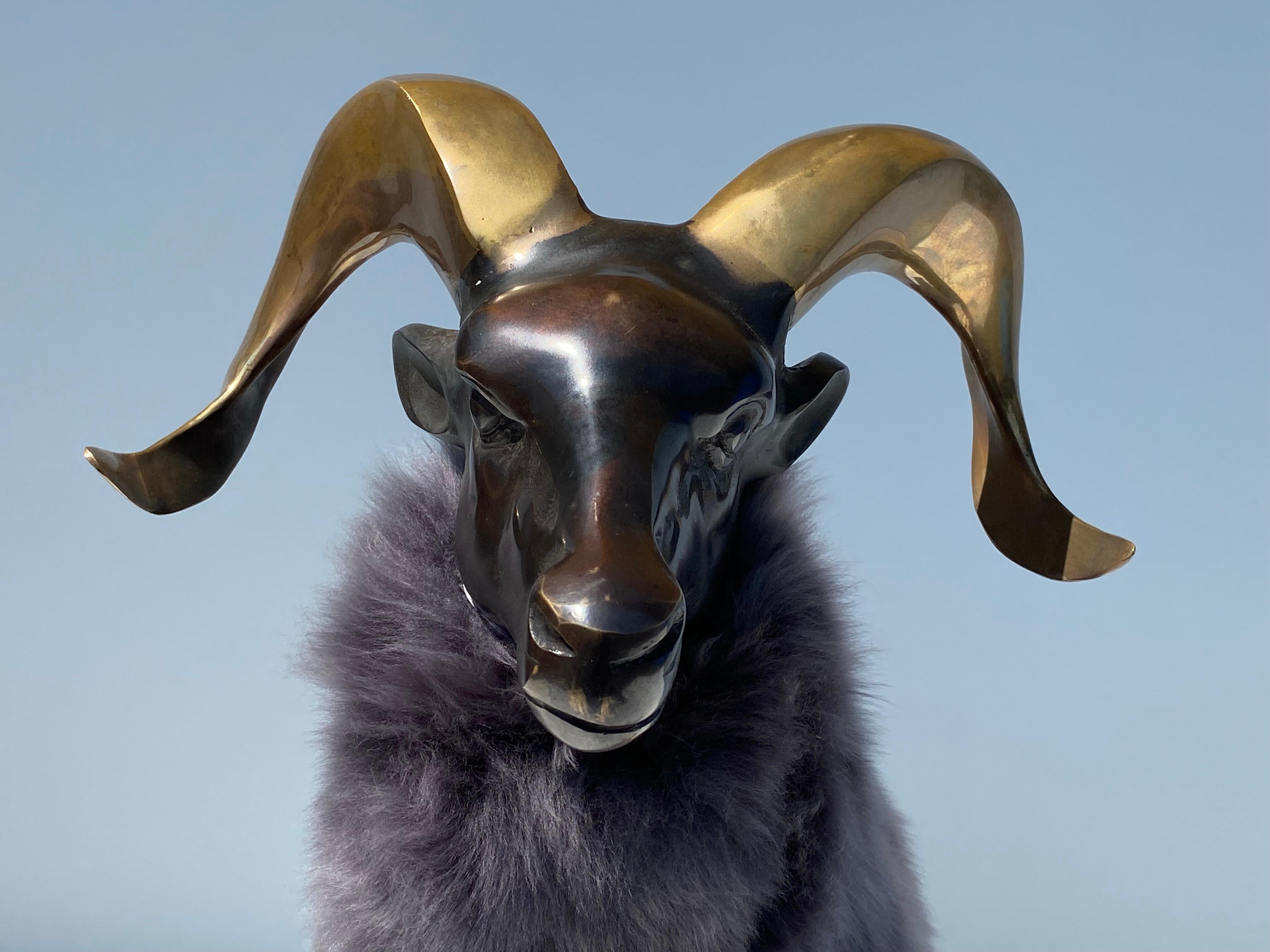 Brass Sheep Ram Sculpture 3