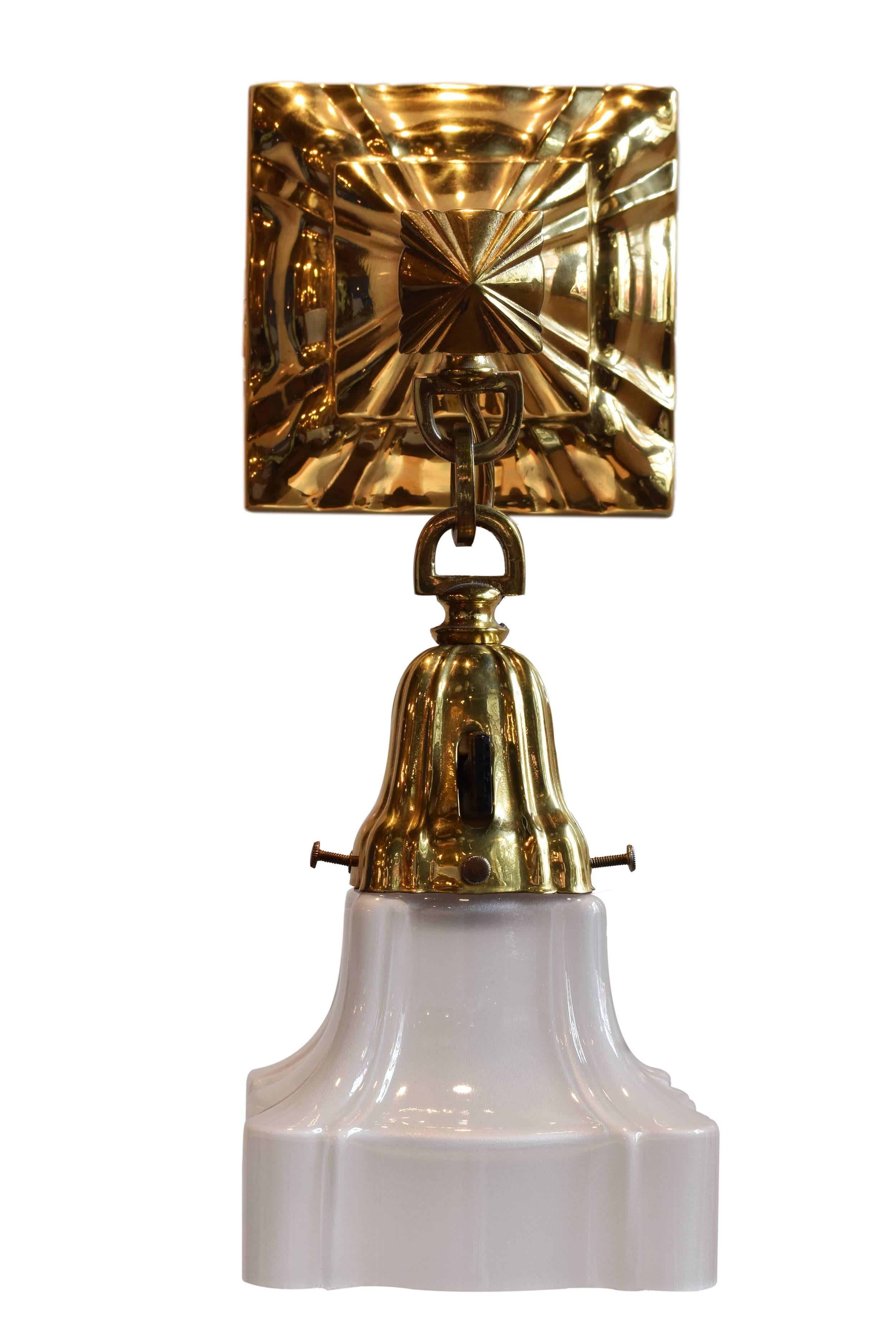 Early 20th Century Brass Sheffield Sconce with Shade