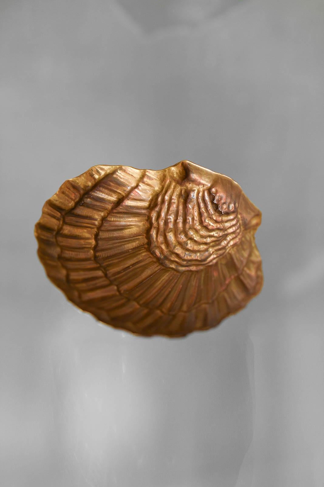 Muschelaschenbecher aus Messing Edizioni Molto, 1970er Stil 
Details zum Produkt
Handgefertigtes Produkt aus geprägtem und gemeißeltem Messing.
Abmessungen: 15 B x 5 H x 18 T cm