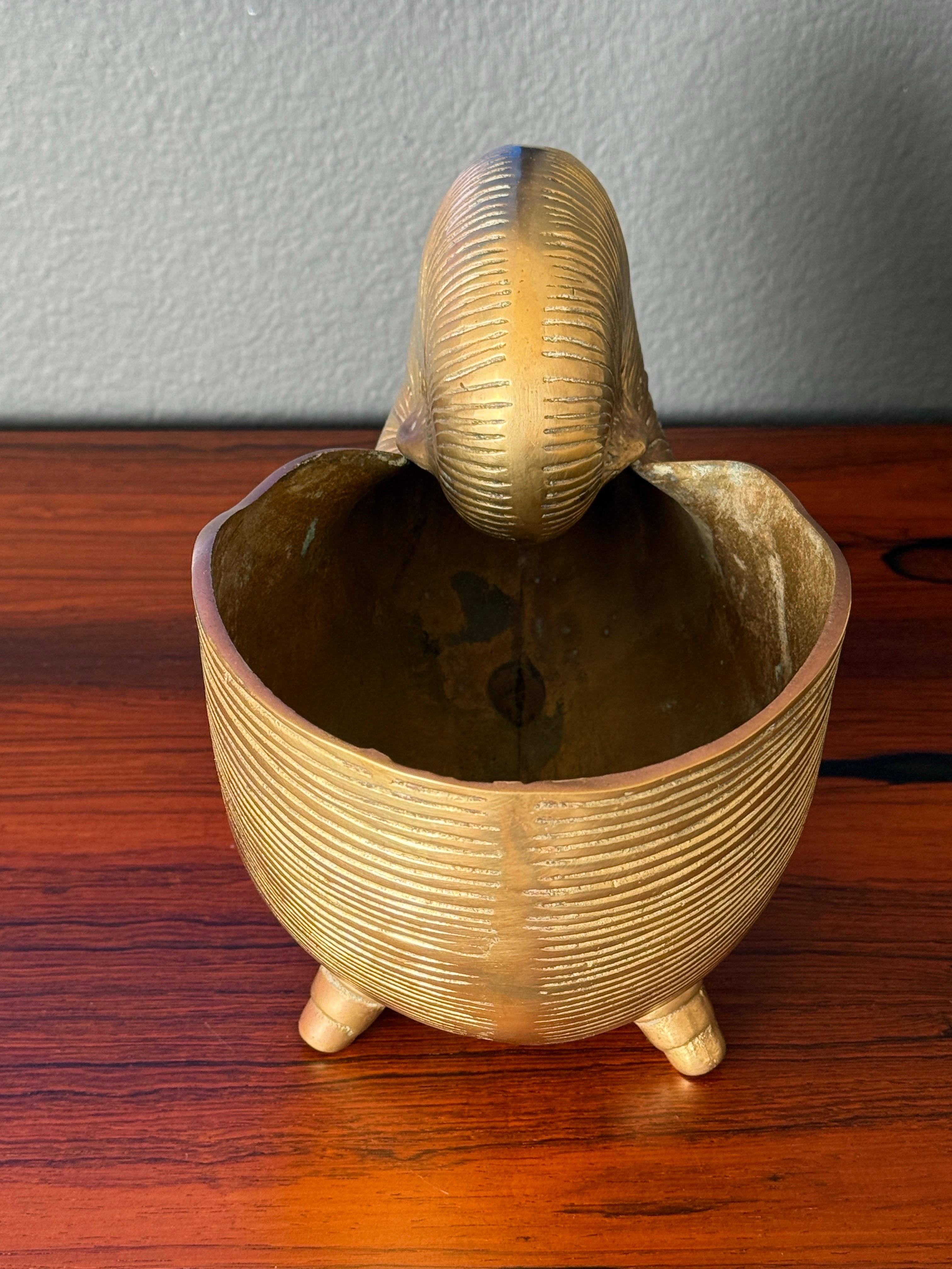 Patinated Brass Shell Conch Planter For Sale
