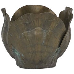 Brass Shell Planter in Verdigris Patina