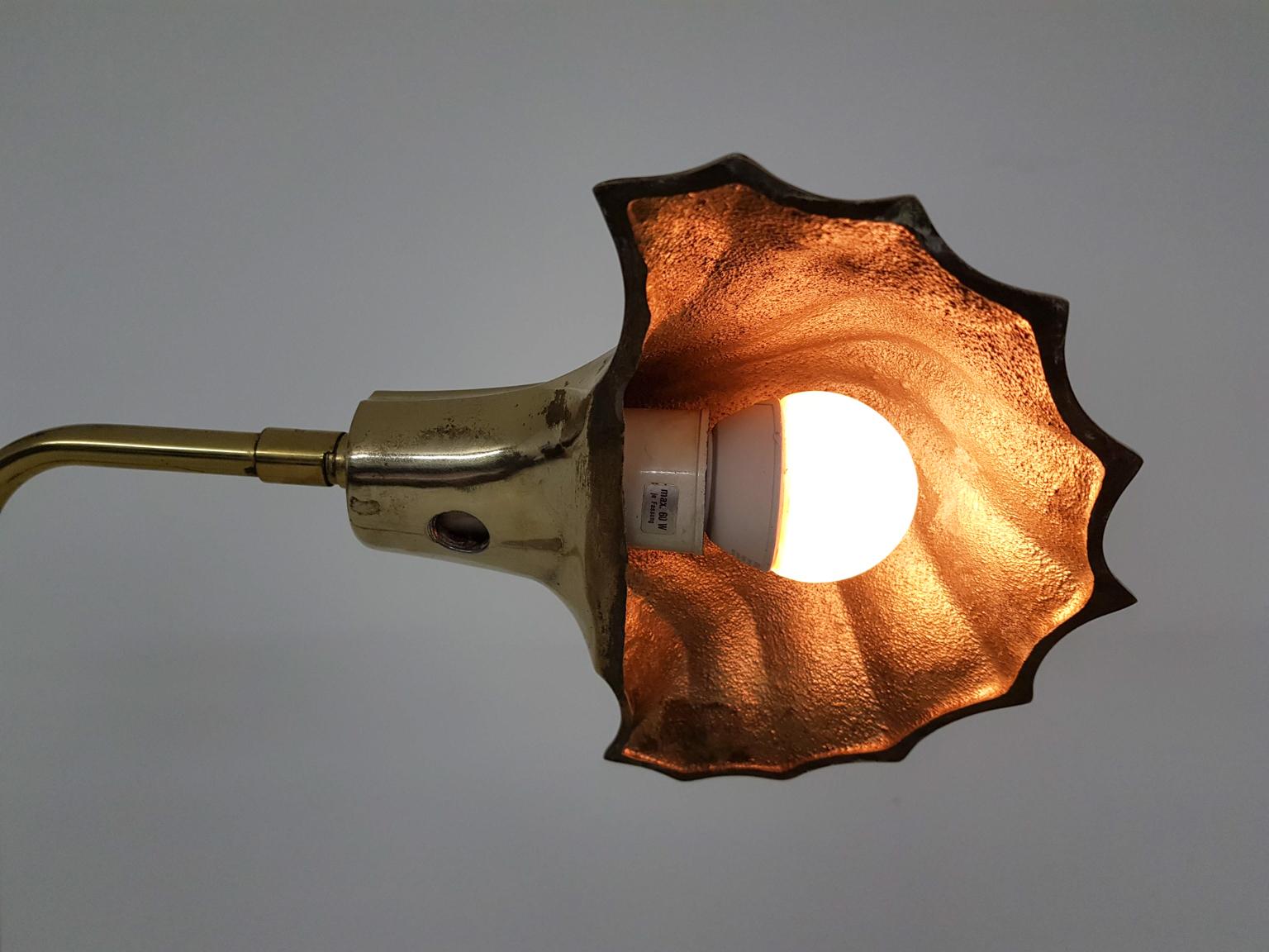Brass Shell Shaped Floor Light, Maison Jansen Style In Fair Condition In Amsterdam, NL