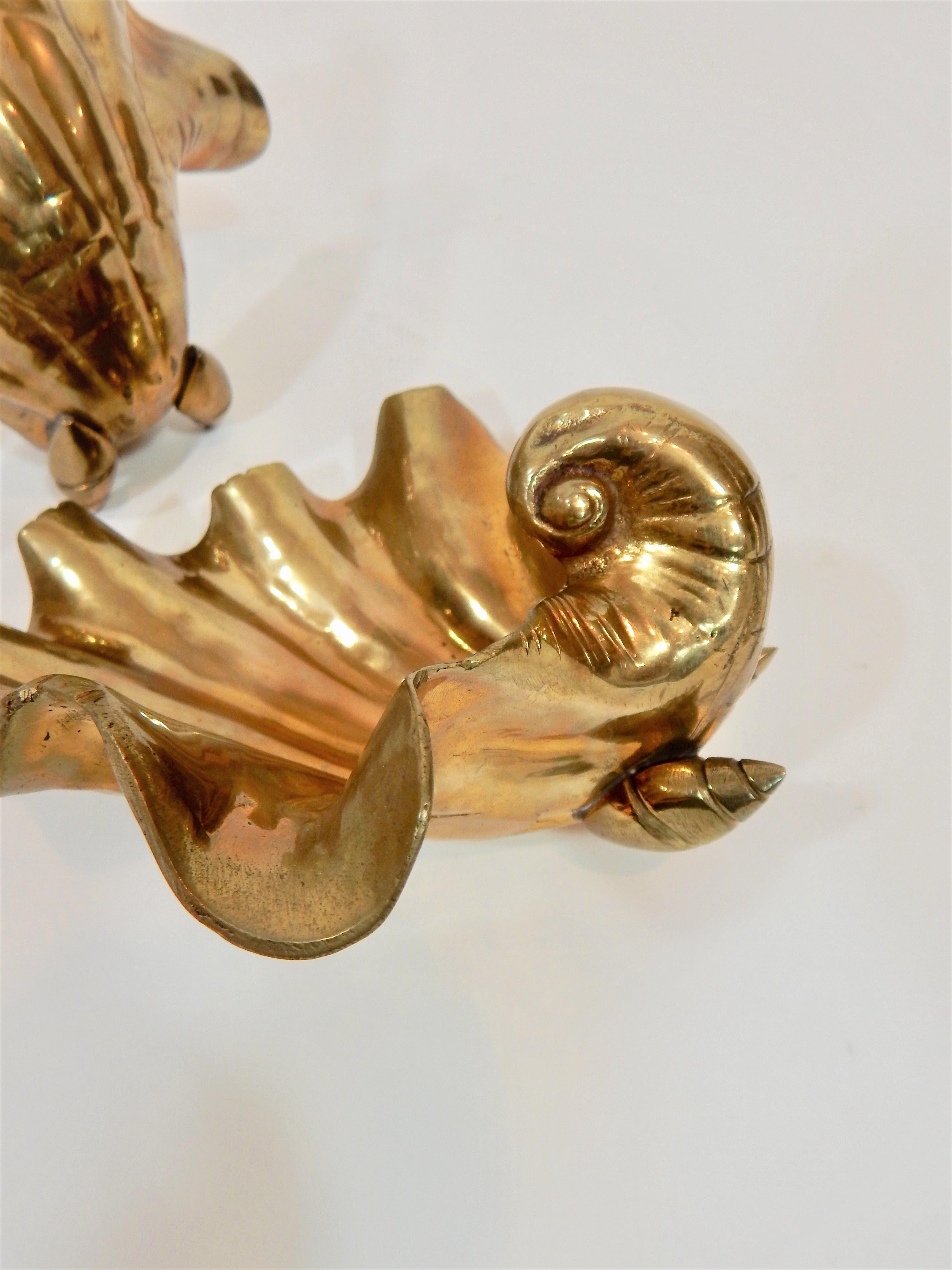 Mid Century Decorative Brass Shells  6