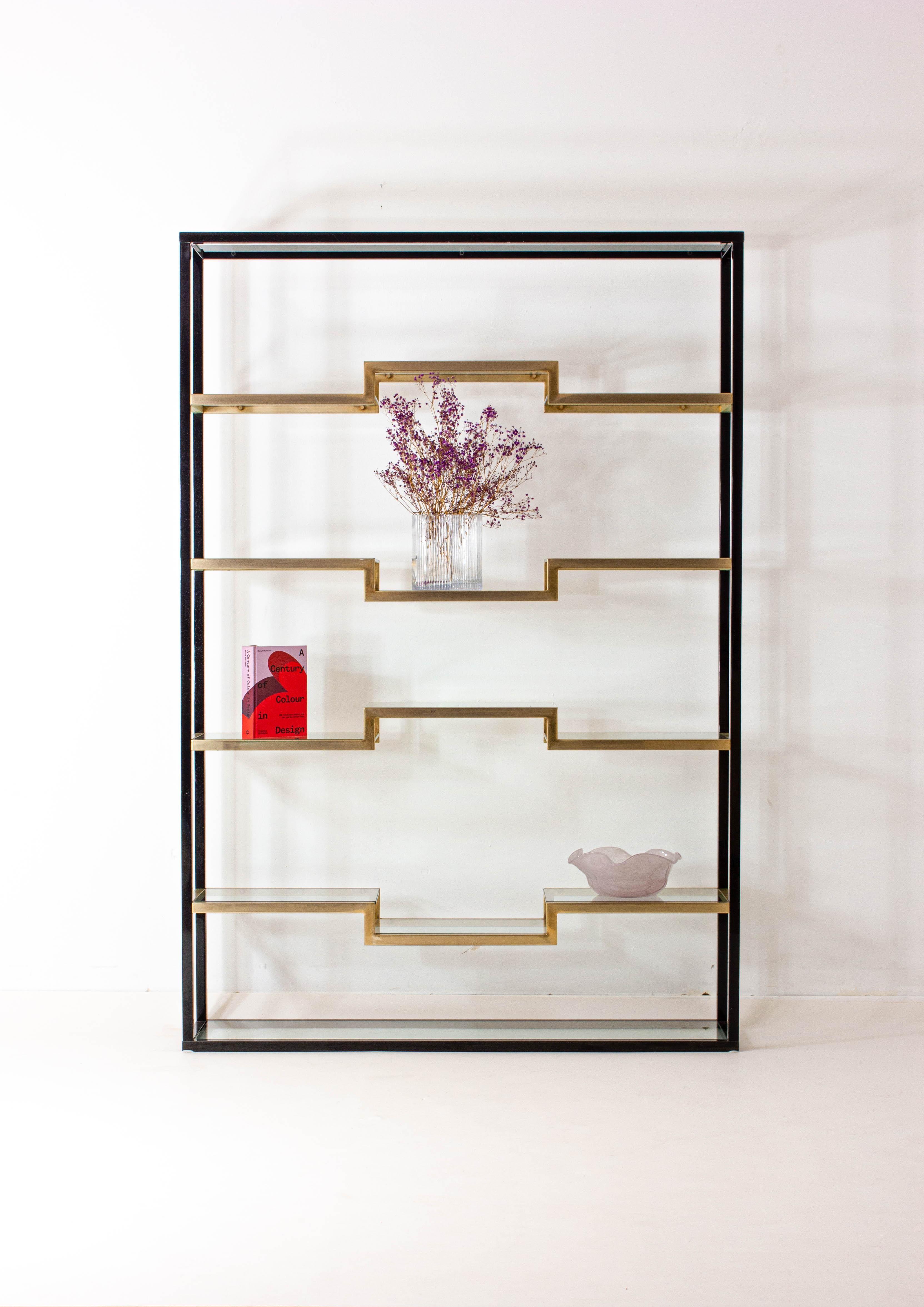 Late 20th Century Brass shelving unit by Belgo Chrom, 1980 For Sale