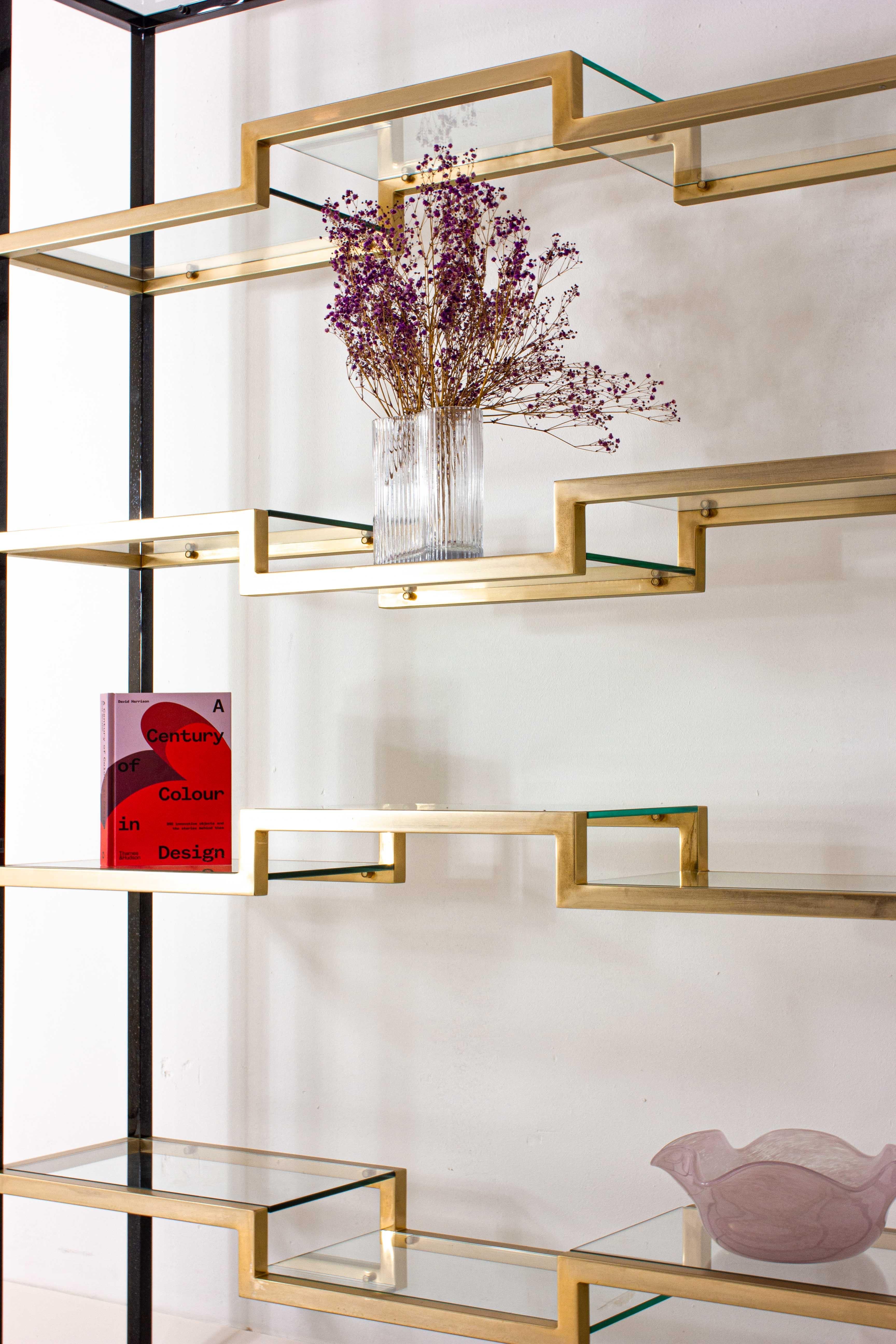 Brass shelving unit by Belgo Chrom, 1980 For Sale 1
