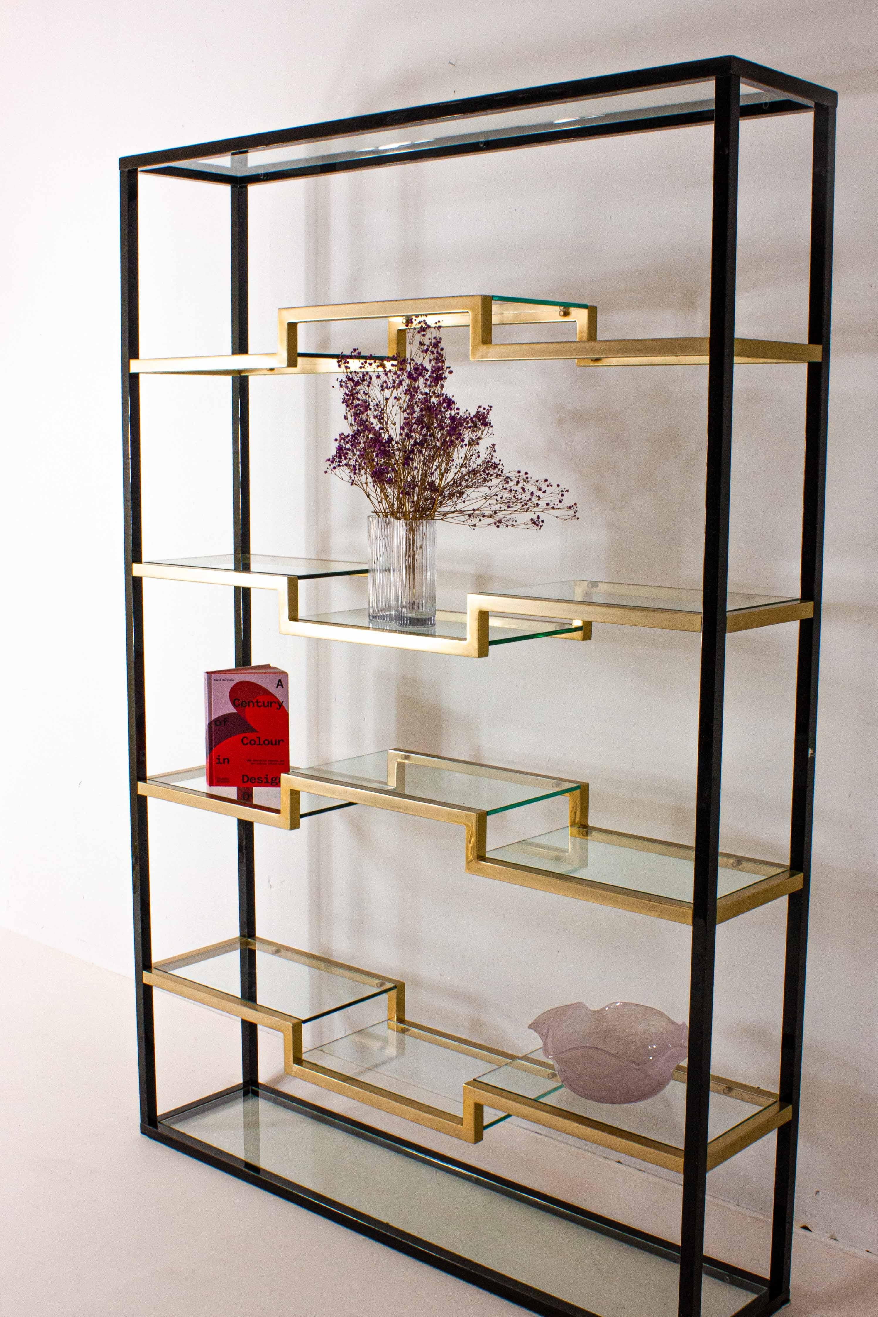 Brass shelving unit by Belgo Chrom, 1980 For Sale 2