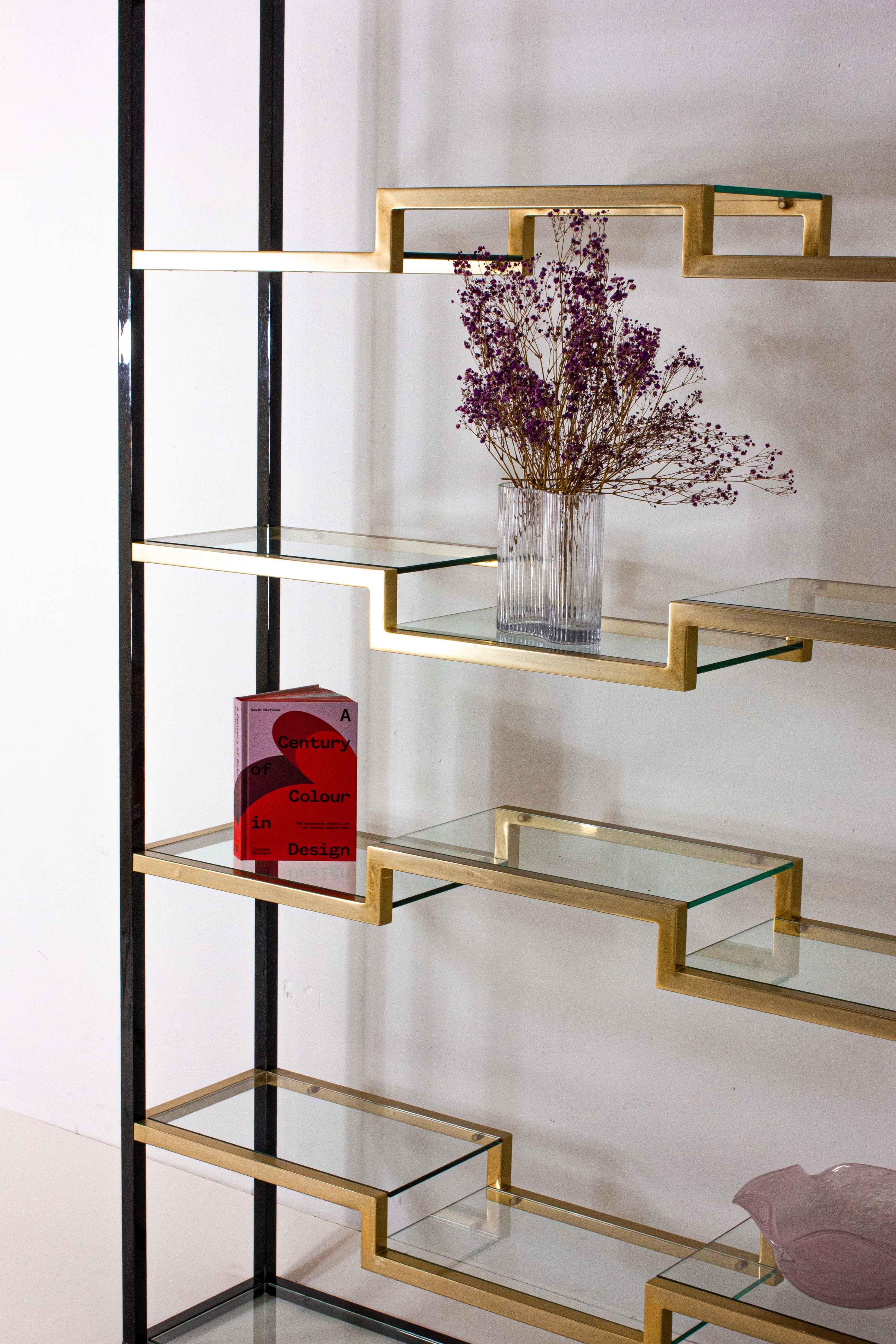 Brass shelving unit by Belgo Chrom, 1980 For Sale 3