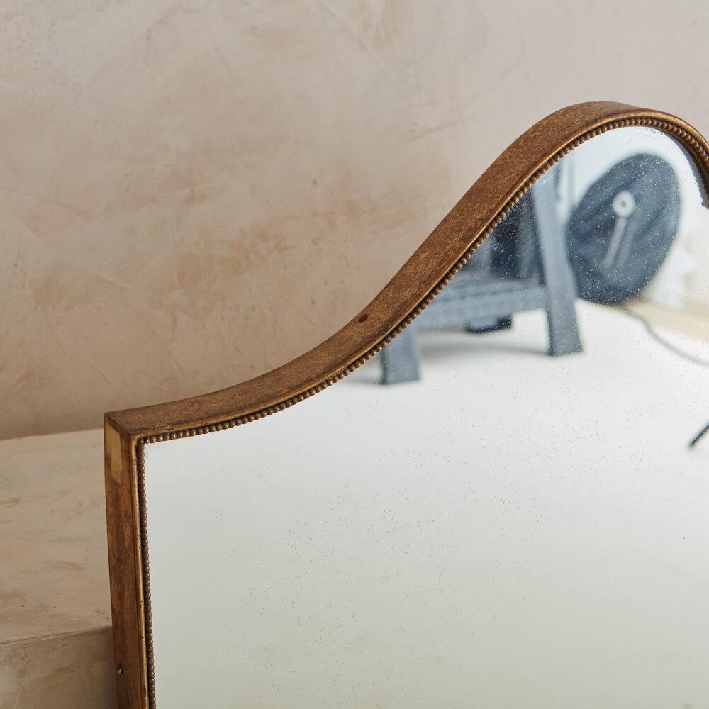 Brass Shield Mirror with Beaded Fillet 3