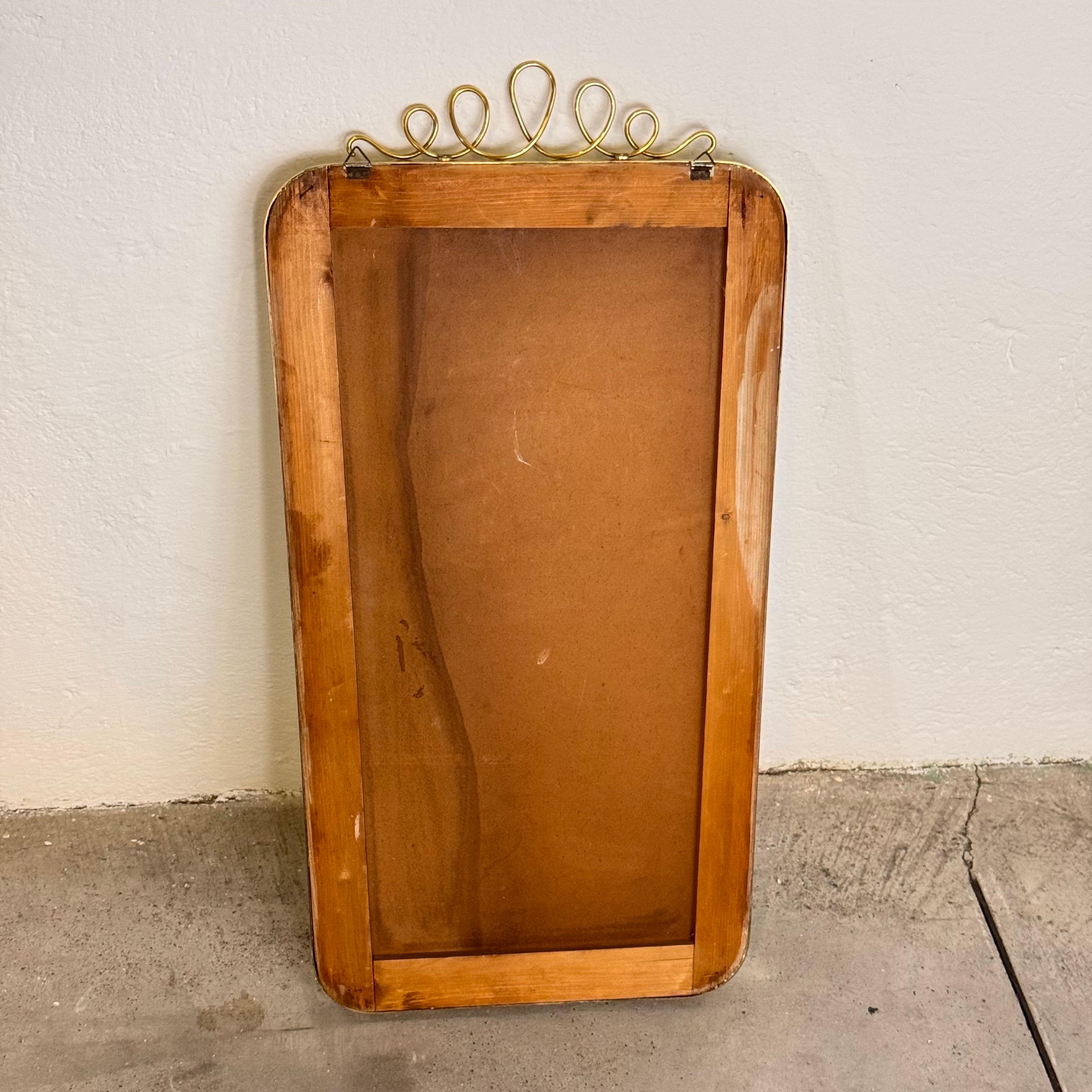 Brass Shield Mirror with Randaccio Design Attributed to Gio Ponti, 1950s For Sale 4