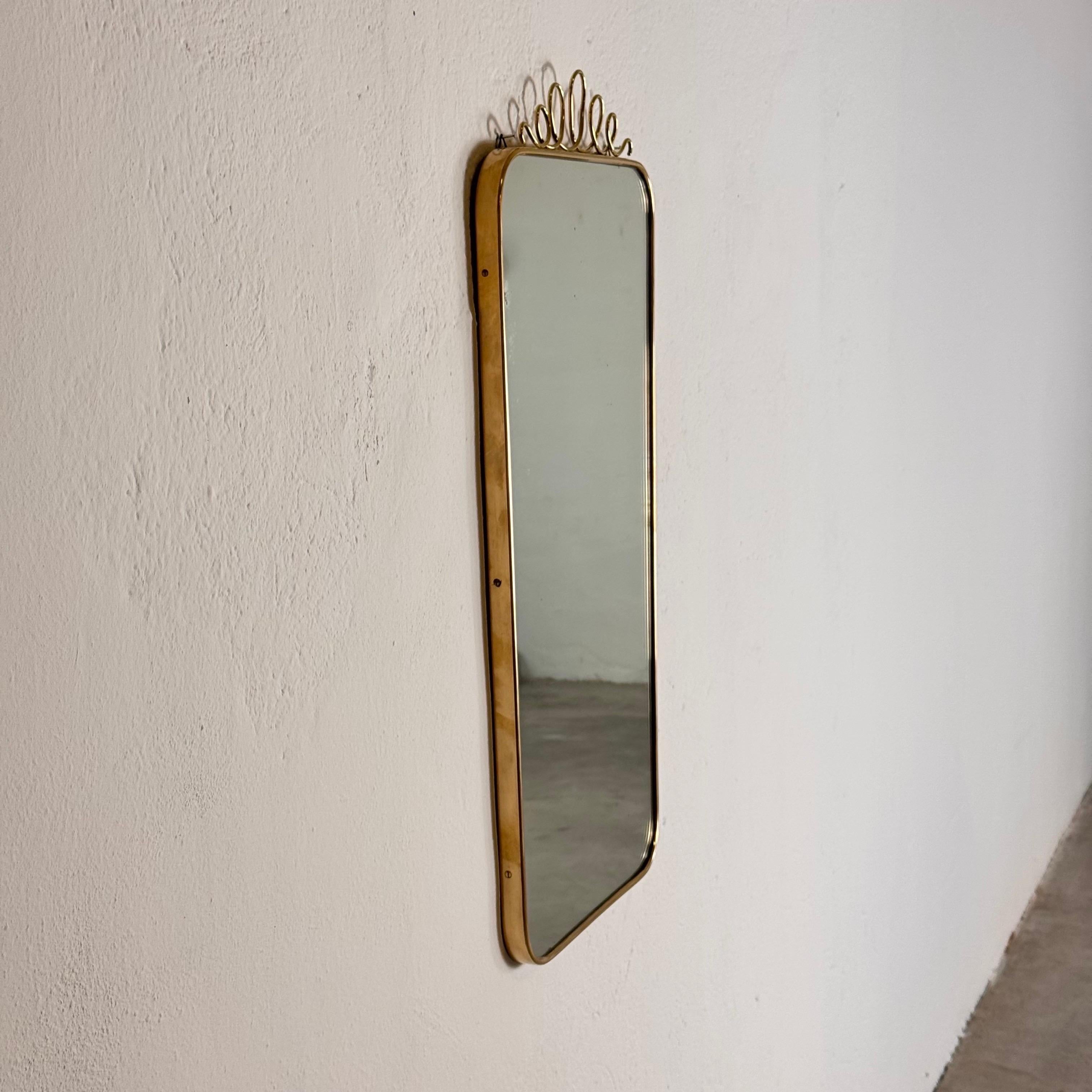 Italian Brass Shield Mirror with Randaccio Design Attributed to Gio Ponti, 1950s For Sale
