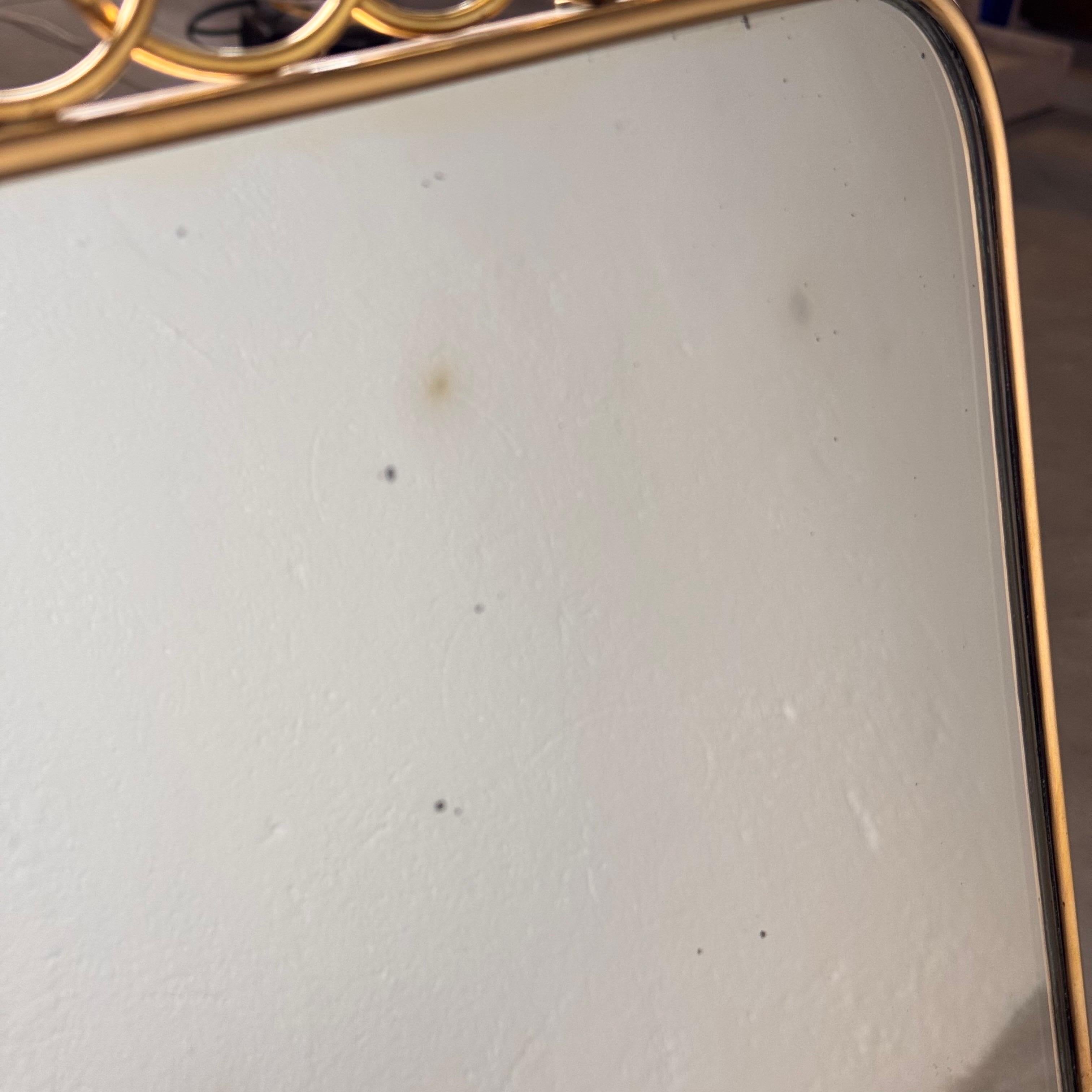 Mid-20th Century Brass Shield Mirror with Randaccio Design Attributed to Gio Ponti, 1950s For Sale
