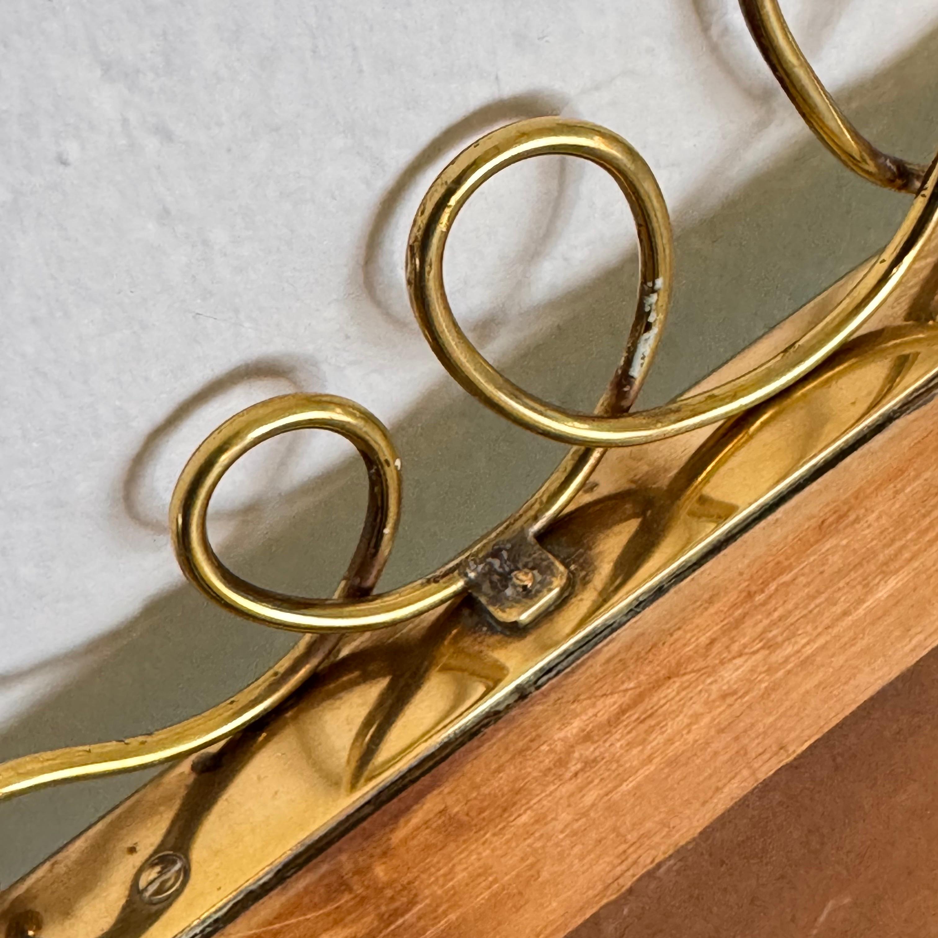 Brass Shield Mirror with Randaccio Design Attributed to Gio Ponti, 1950s For Sale 1