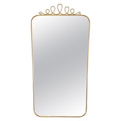 Brass Shield Mirror with Randaccio Design Attributed to Gio Ponti, 1950s