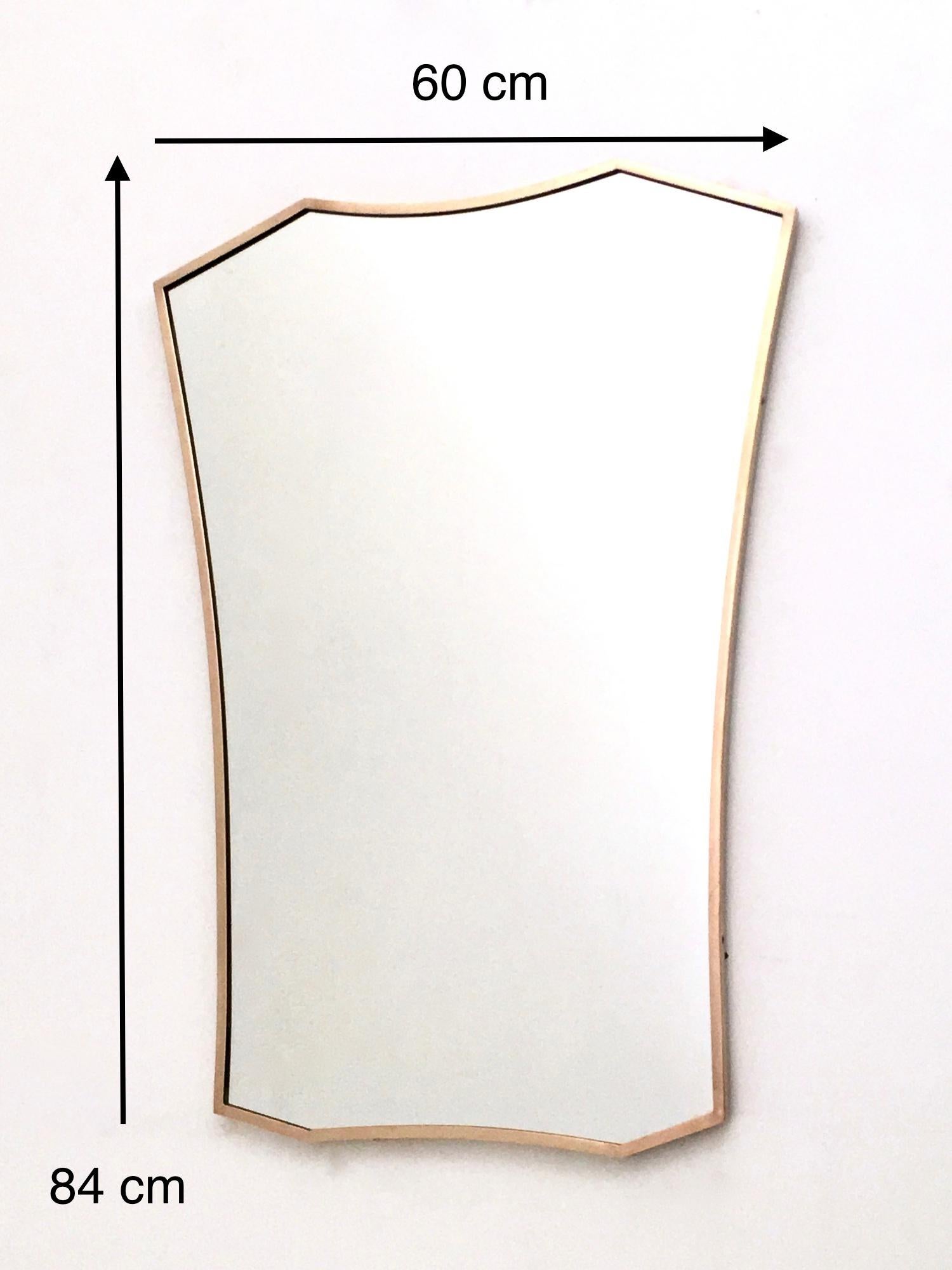 Italian Brass Shield Shaped Wall Mirror, Italy, 1950s