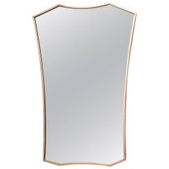 shield shaped mirror Brass Shield Shaped Wall Mirror, Italy, 1950s