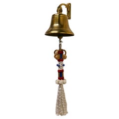 Vintage Brass Ships Bell with Royal Naval Bell Rope
