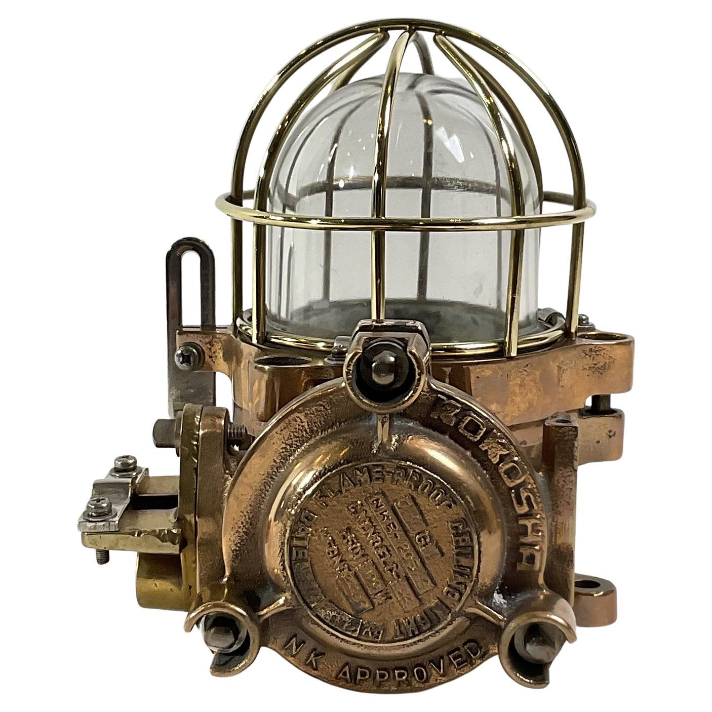 Brass Ships Bulkhead Ceiling Brass Light For Sale