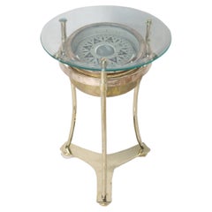 Retro Brass Ship's Cassens & Plath Compass, Converted to Side Table, English, 1970s