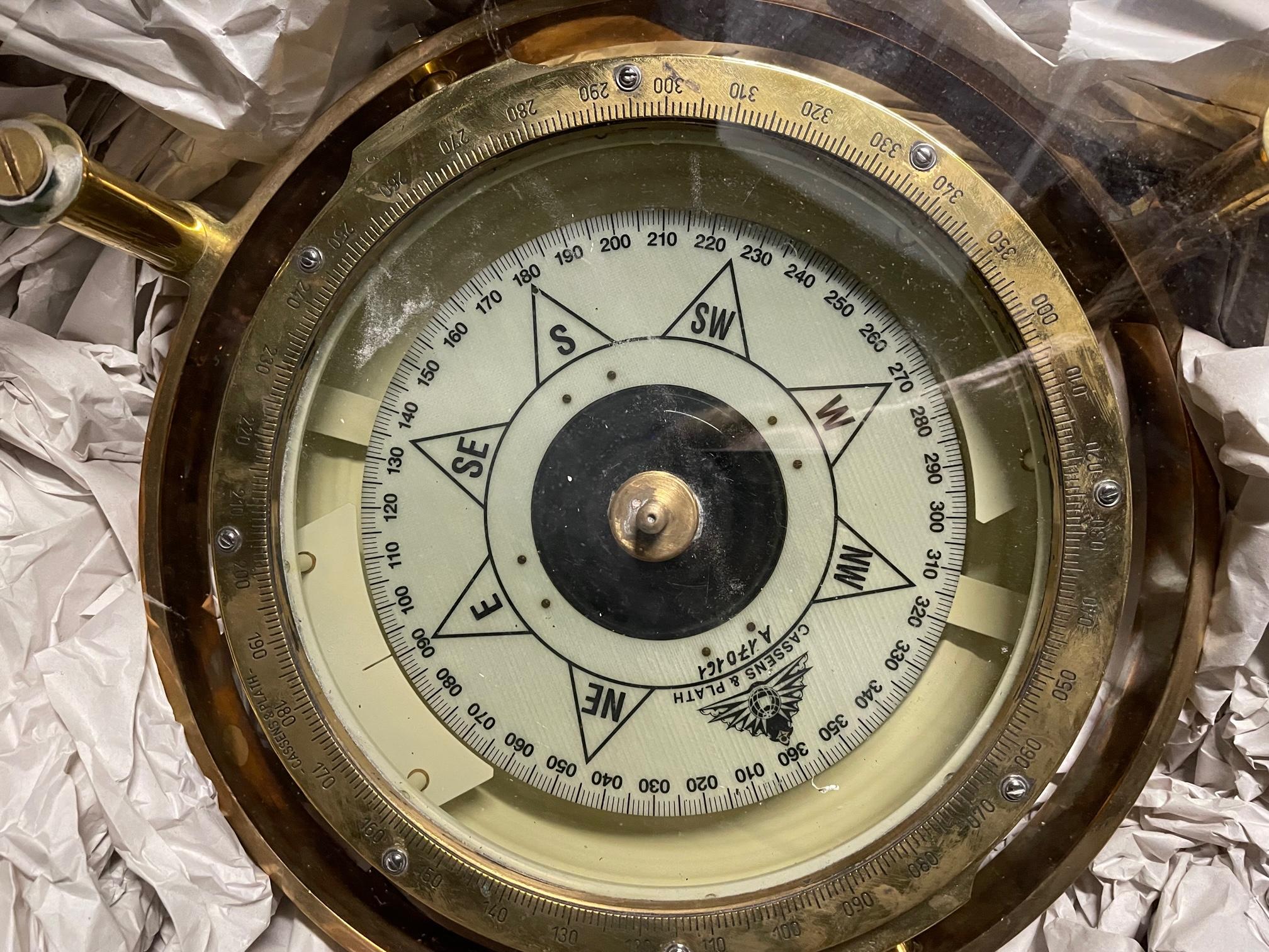 Brass Ship's Compass, Converted to Side Table, English, 1970s 2