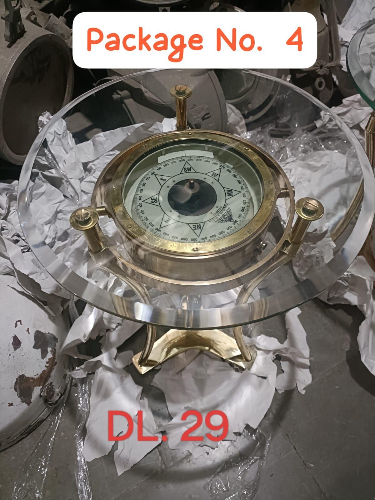 Brass Ship's Compass Converted to Side Table, Designer Deborah Lockhart Phillips For Sale 1
