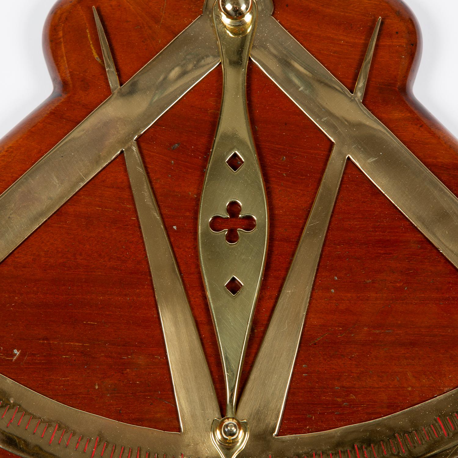 English Brass Ship's Inclinometer on a Mahogany Back Board, circa 1925 For Sale
