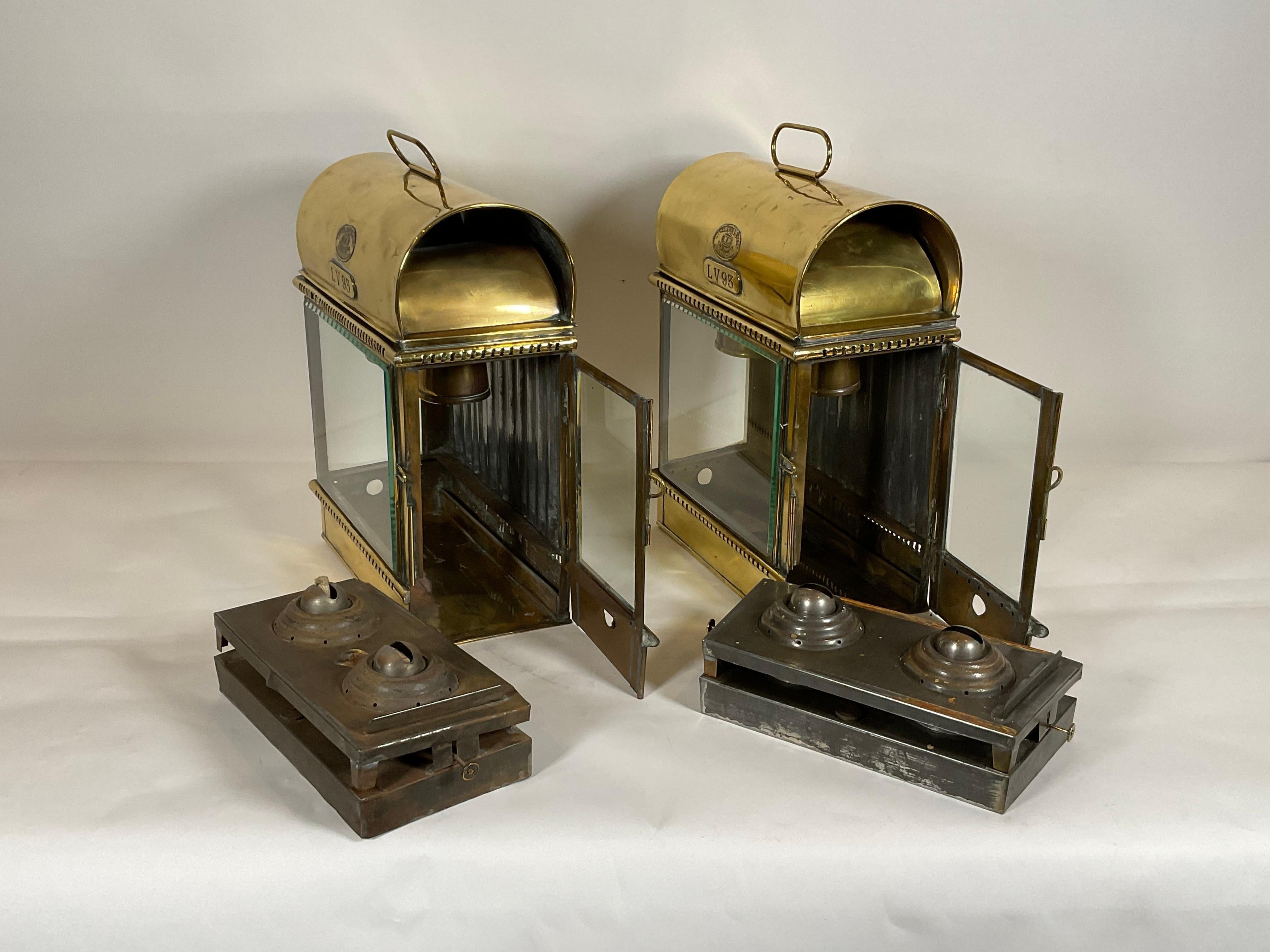Brass Ship’s Lanterns from English Lightship LV 93 For Sale 5