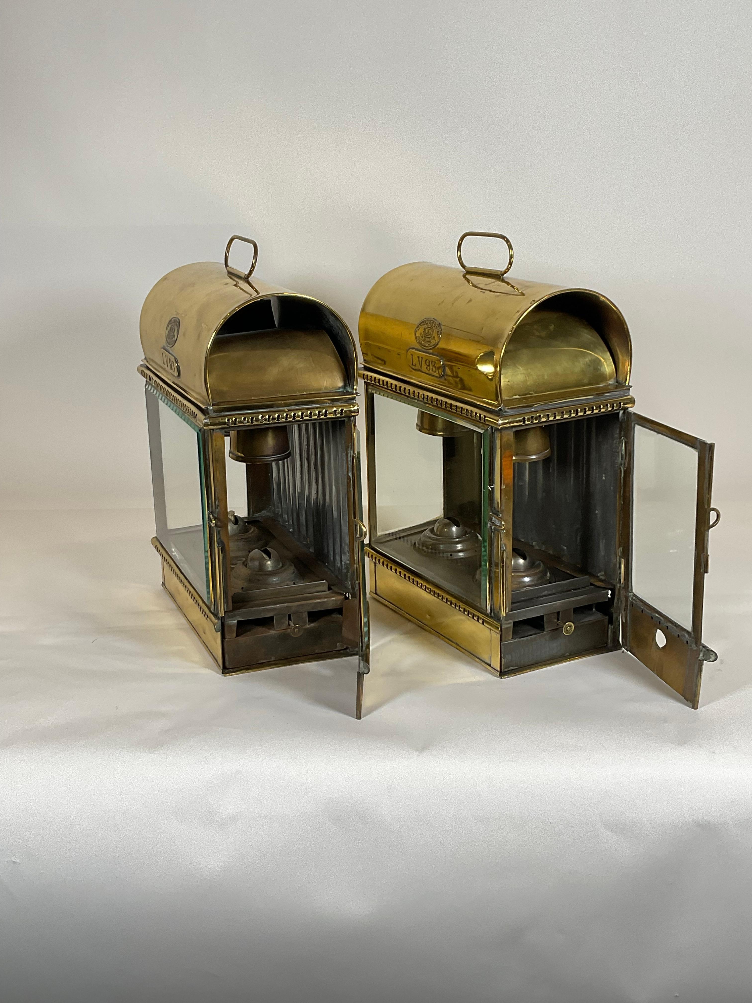 Brass Ship’s Lanterns from English Lightship LV 93 For Sale 2