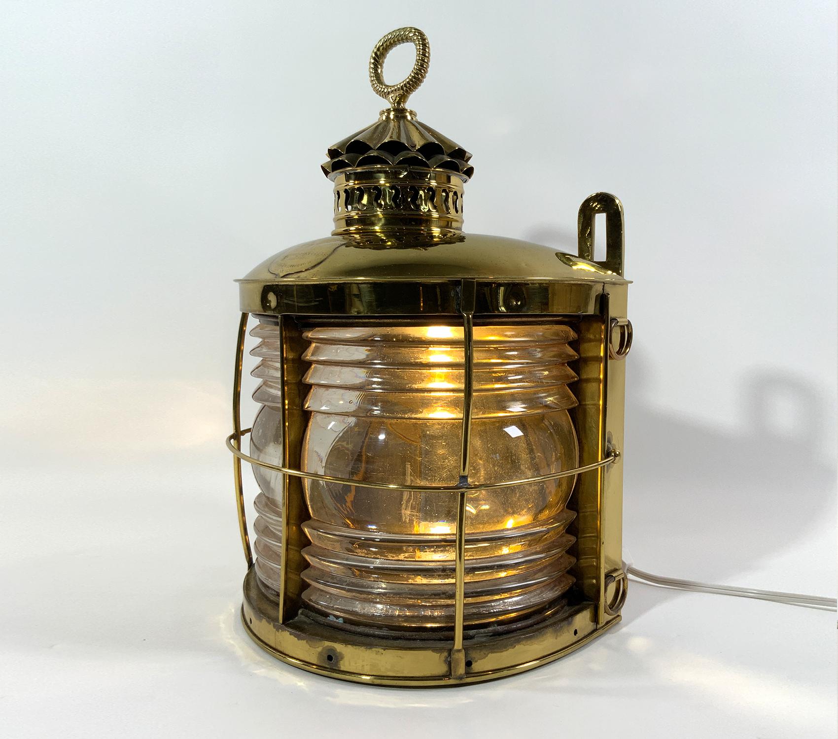 Lacquered Brass Ships Masthead Lantern For Sale
