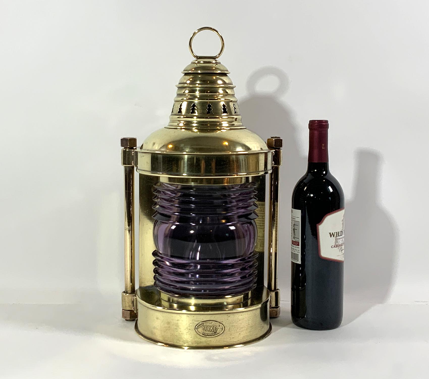 American Brass Ships Masthead Lantern with Lavender Lens For Sale