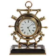 Antique Brass Ship’s Novelty Clock Presented to Captain Tynte F Hammill RN