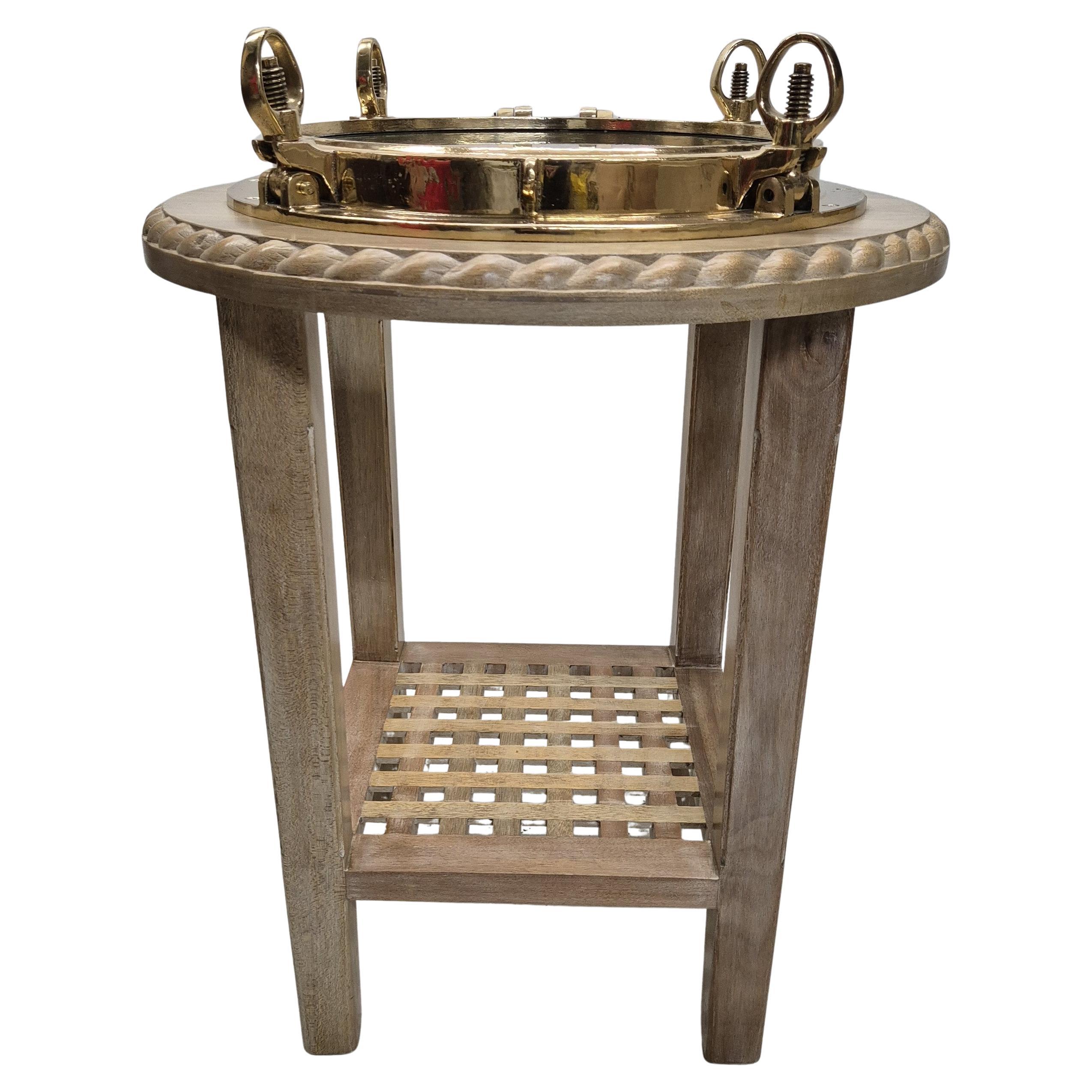 Brass Ship's Porthole Repurposed as a Table