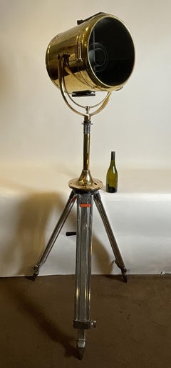 Brass Ship's Searchlight Fitted to a Polished Steel Tripod